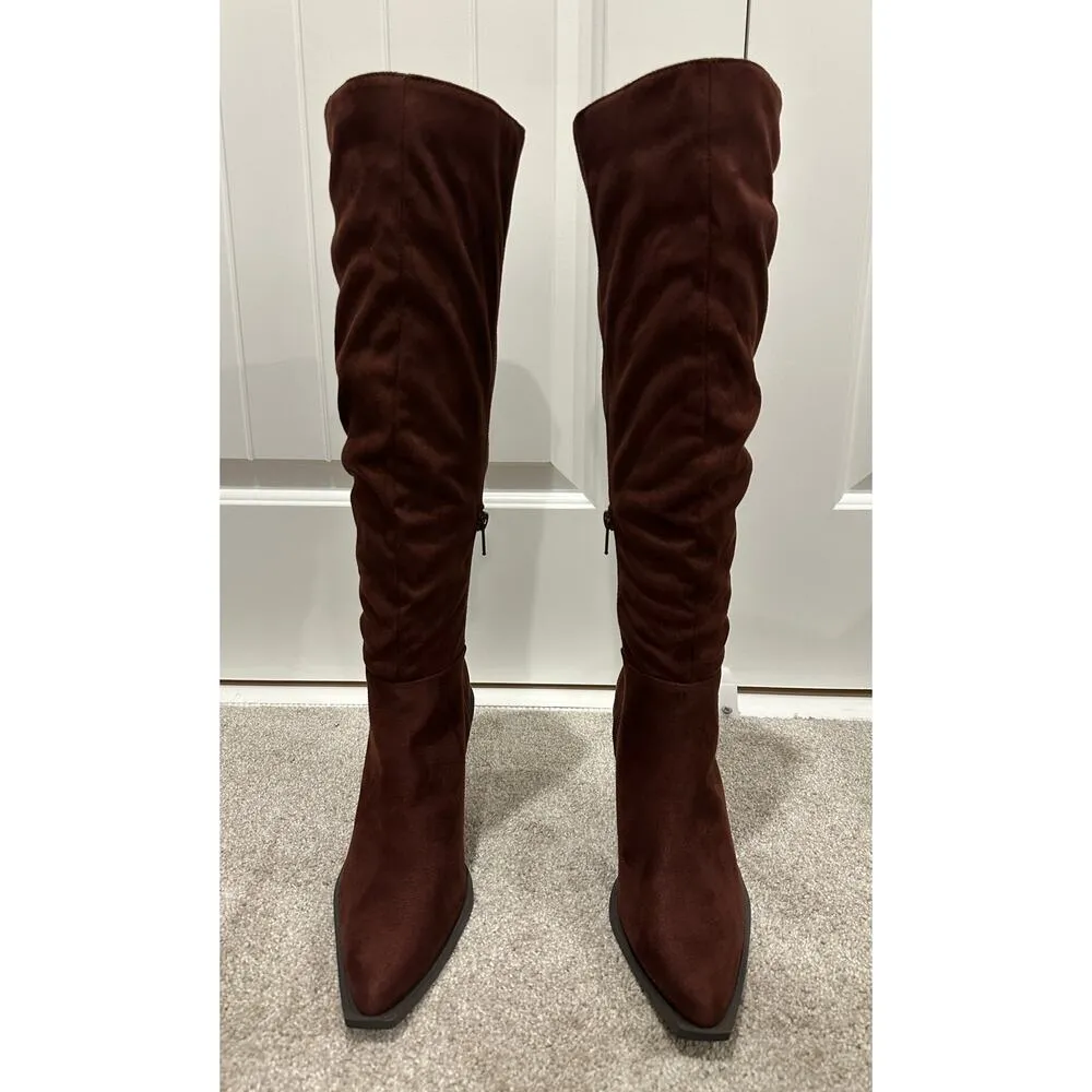 Charles David Wire Tall Boots Brown Microsuede Size 7 NWOB Textile Upper Fall - Image 8