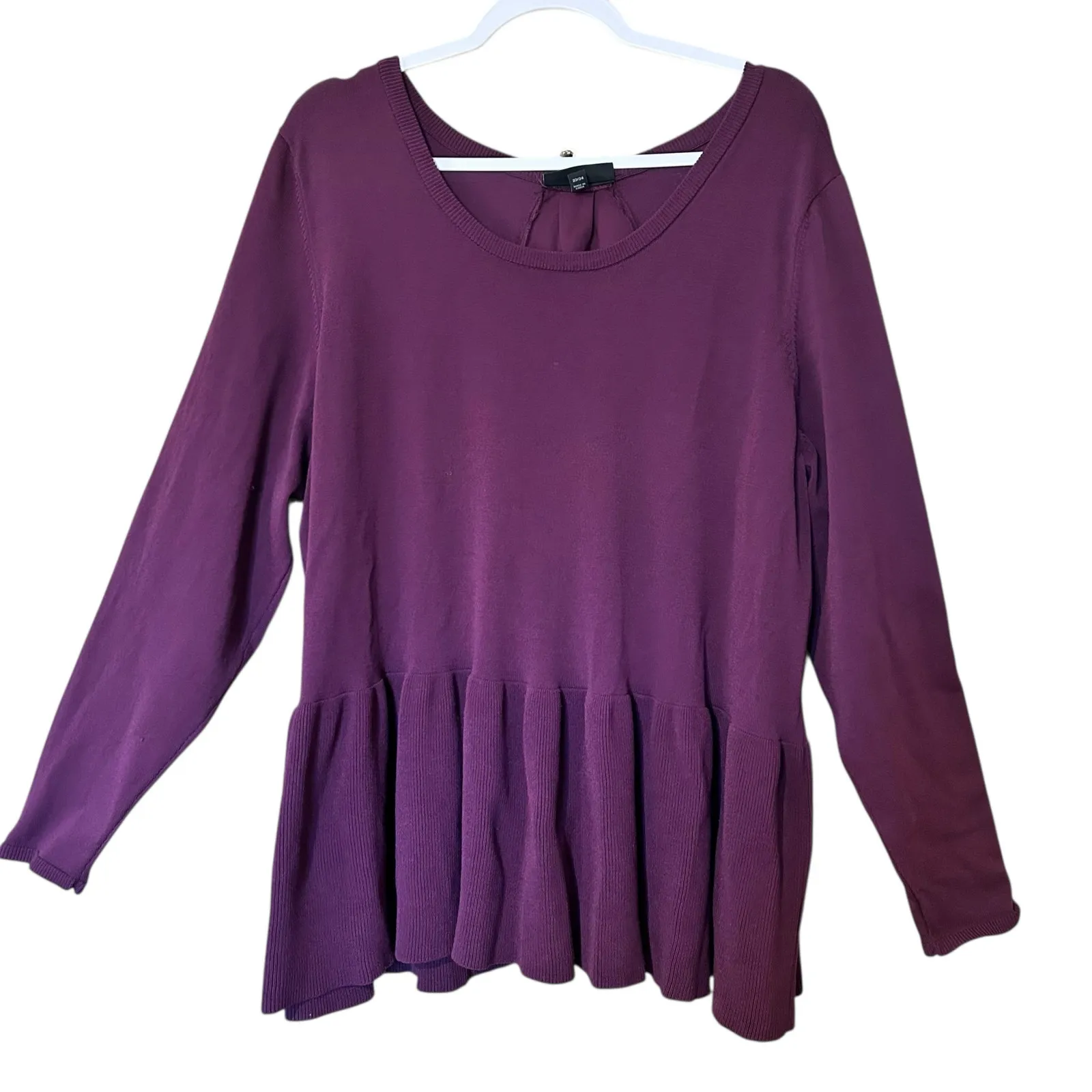 Lane Bryant Burgundy Top 22/24 Peplum Velvet Corset Ties in Back Boho Cottage - Image 2