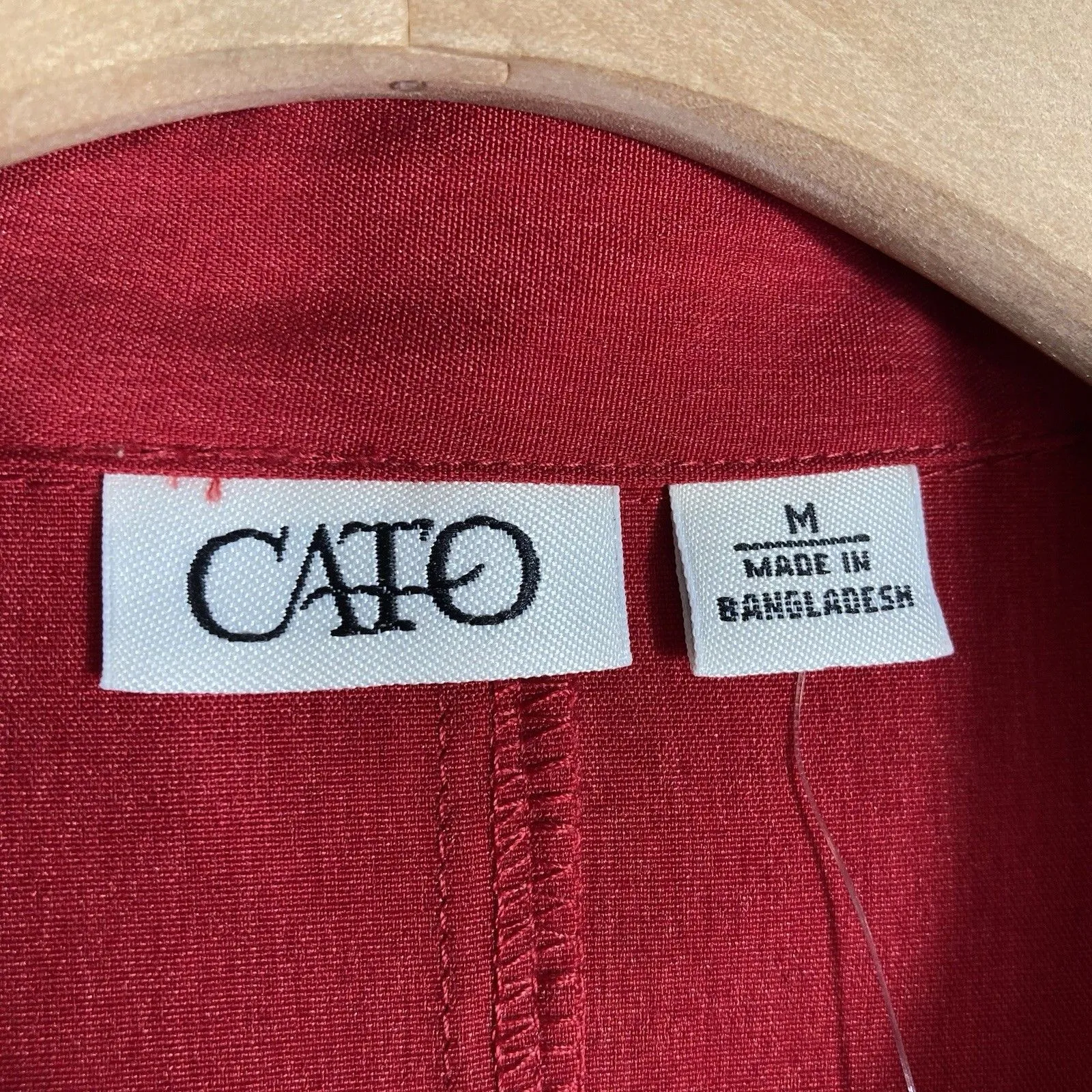 Rich Red Button Down Top Blouse Rhinestone Buttons Women M Career Office Party - Image 7