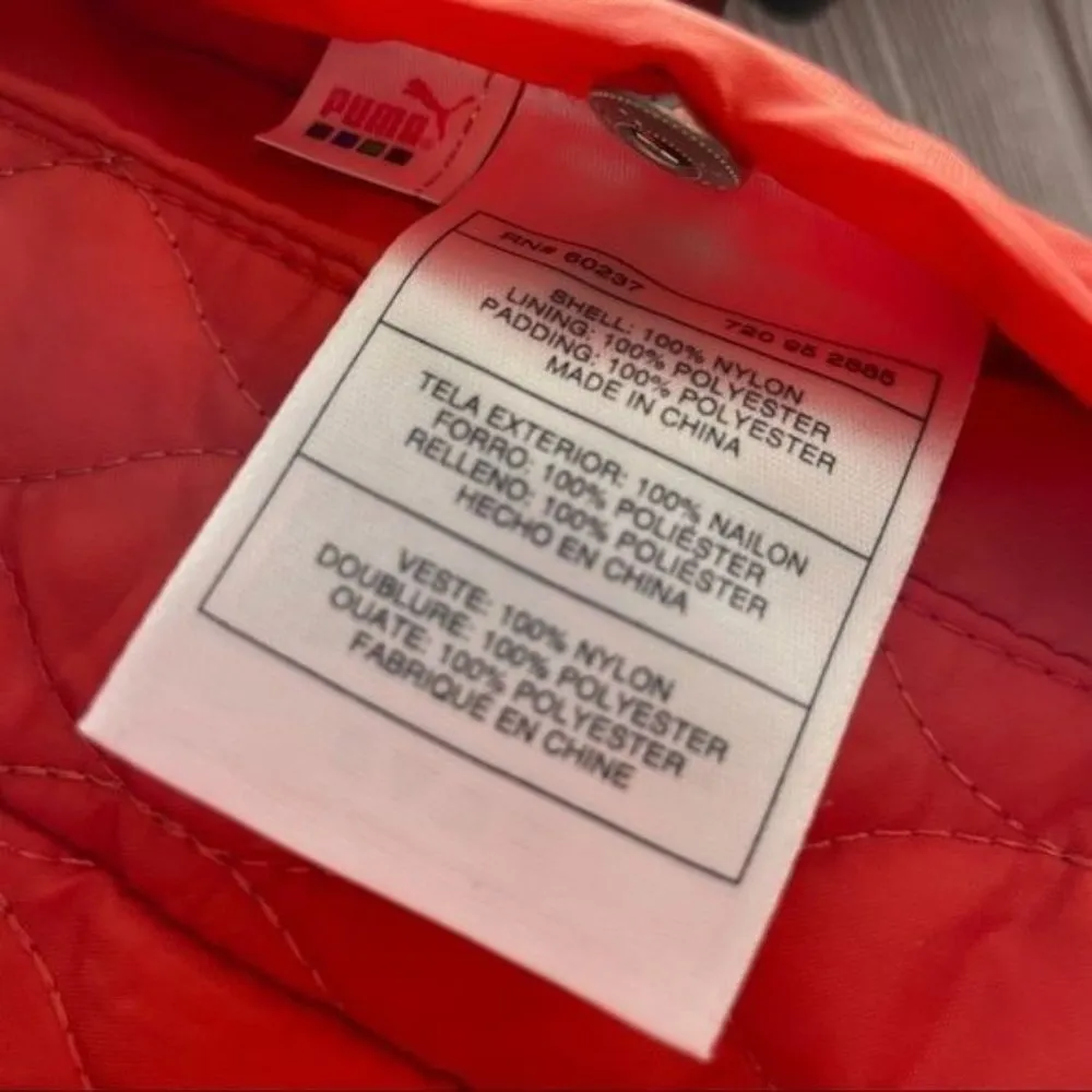 puma activewear Reversible puffer vest jacket shirt orange and black with pocket - Image 4