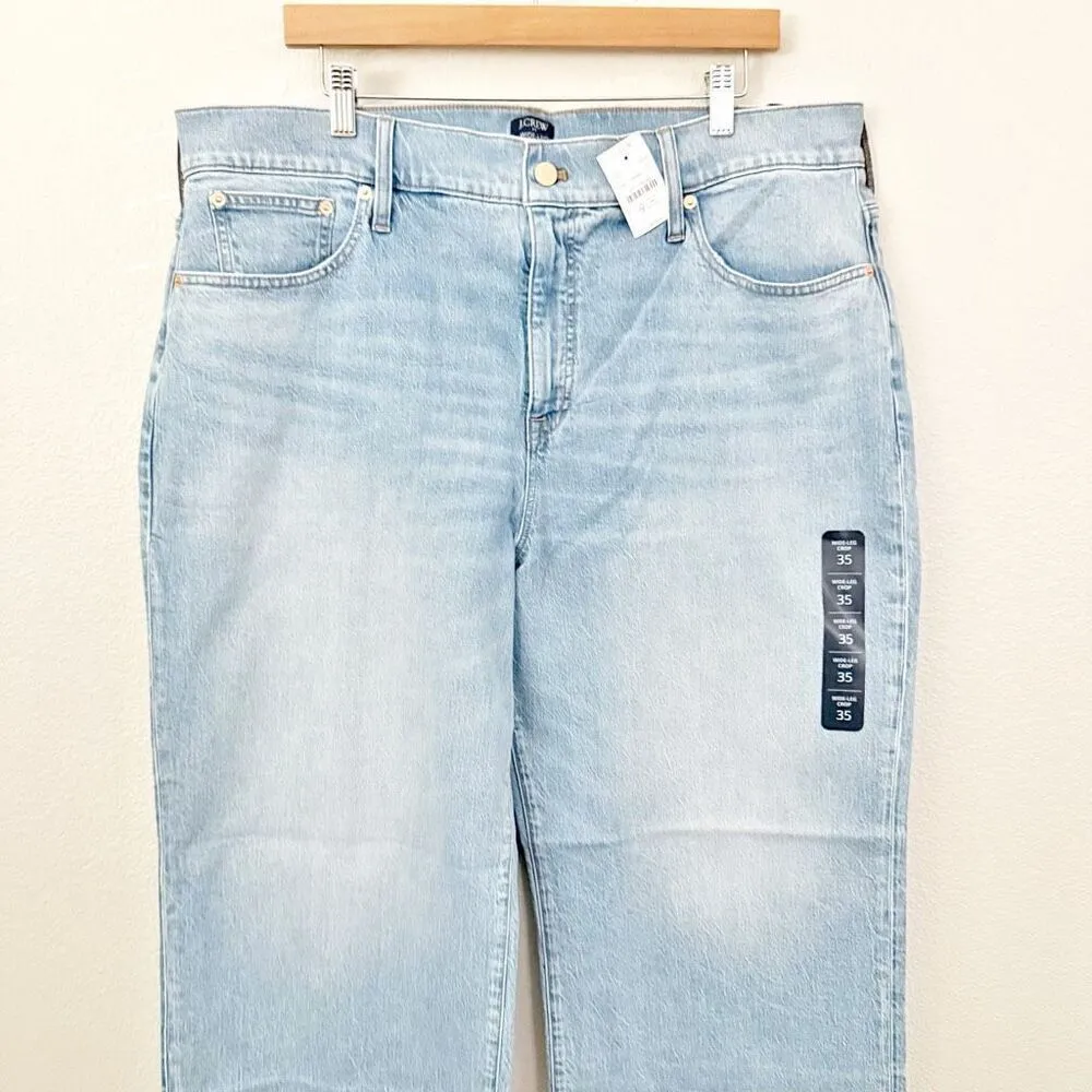 J. CREW | NWT Light Wash Wide Leg Crop Jean Stretch High Rise | Size 35, (20) - Image 3
