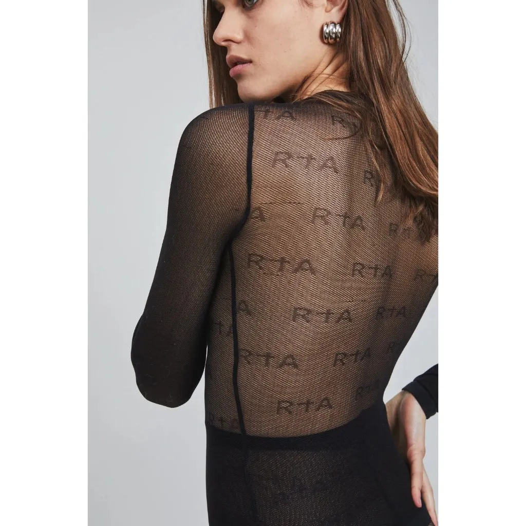 RTA Dahlia Mesh Jacquard Top in Black Logo All Over Medium/Large Womens Mesh - Image 11