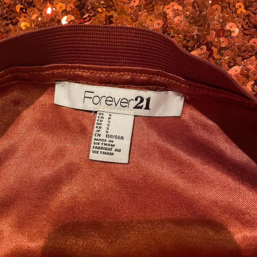 Vintage Forever 21 Orange Sequined Mini Skirt Size Small - Image 3