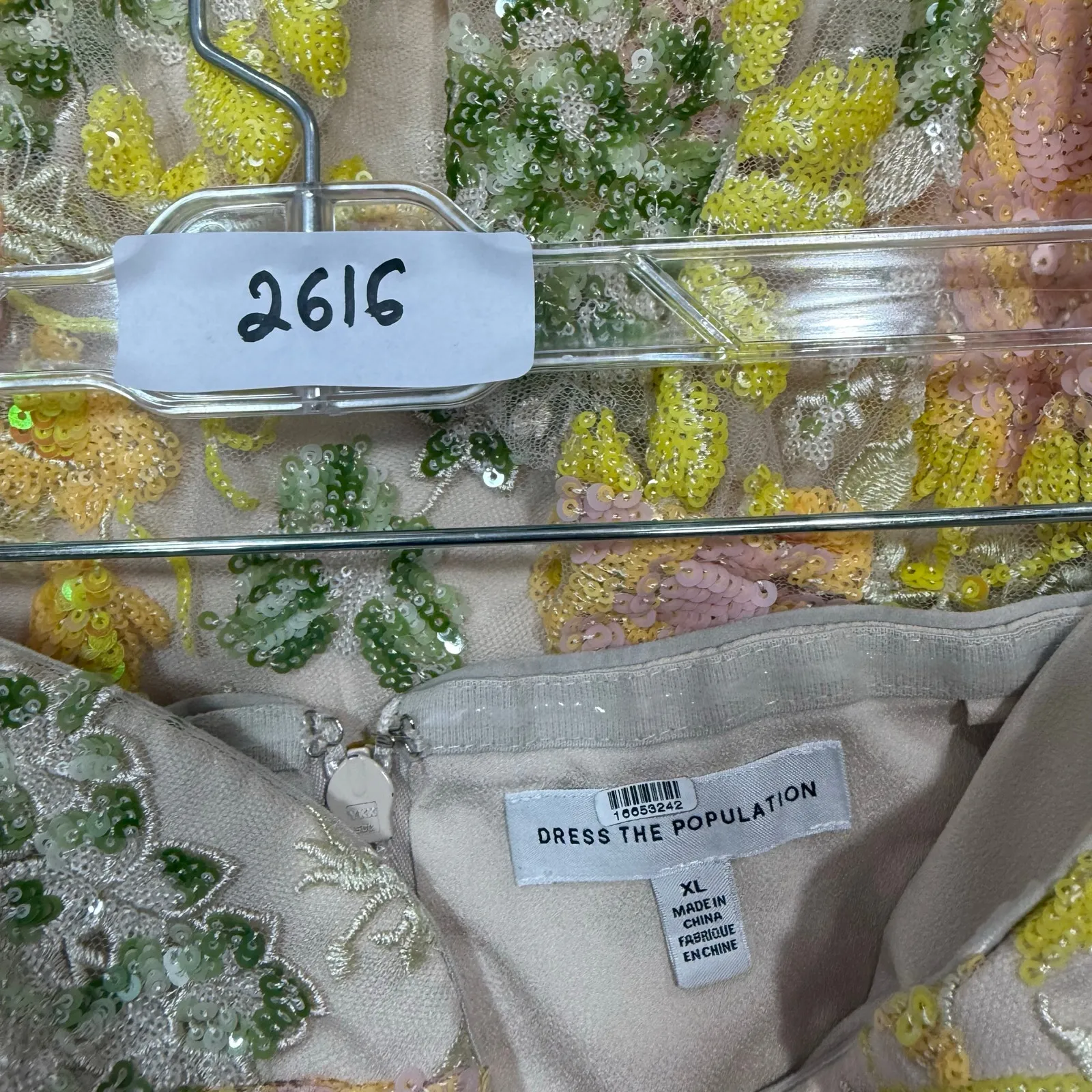 Dress The Population Carina yellow sequin strapless midi Dress Size XL - Image 4