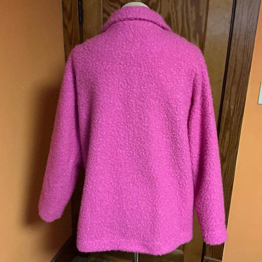 Cozy Co. Alexandria Fleece Teddy Pea Coat Hot Pink Jacket - Image 10