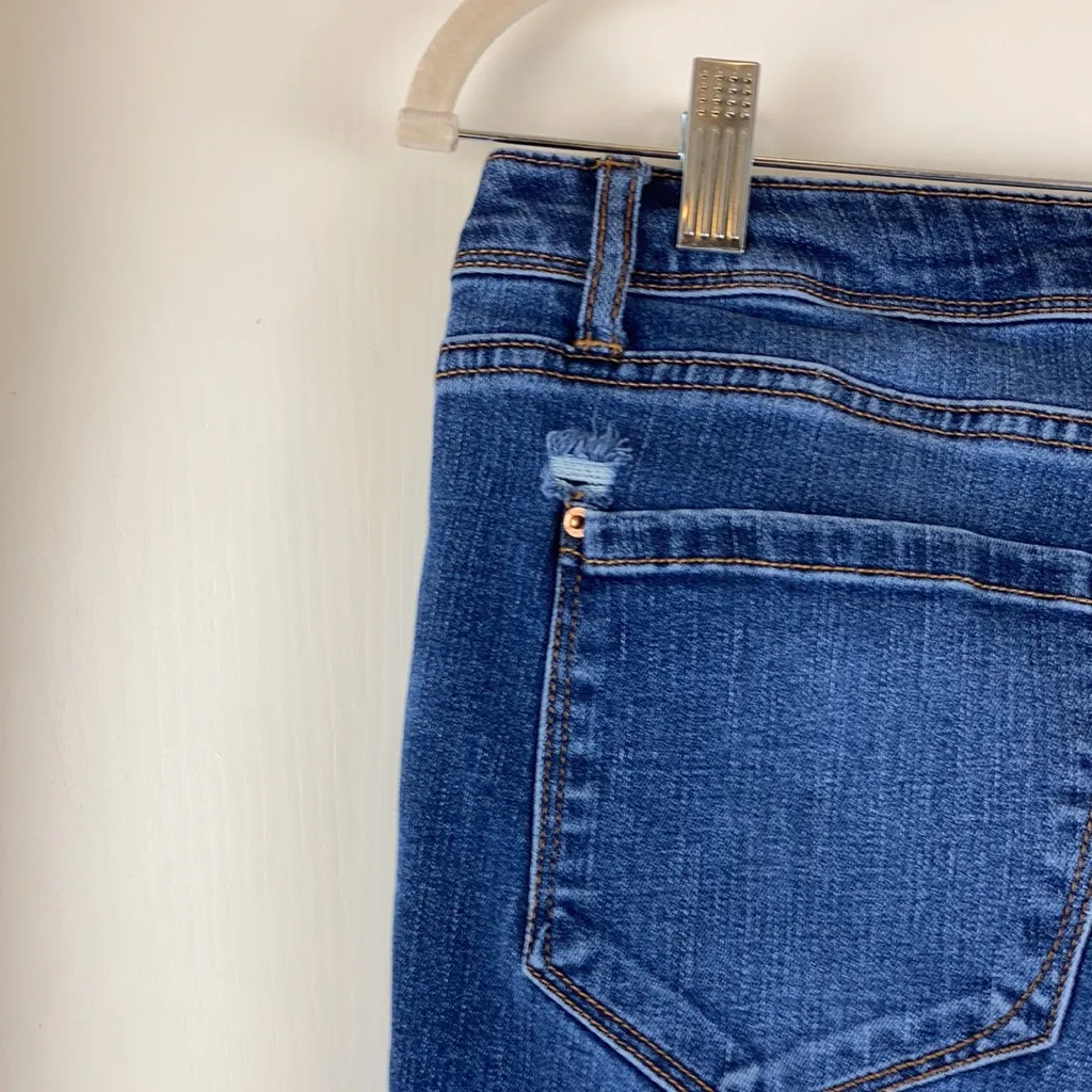 🌞Kensie Distressed Effortless Ankle Mid Rise Skinny Zip Up Jeans A144 Blue Size undefined - Image 7