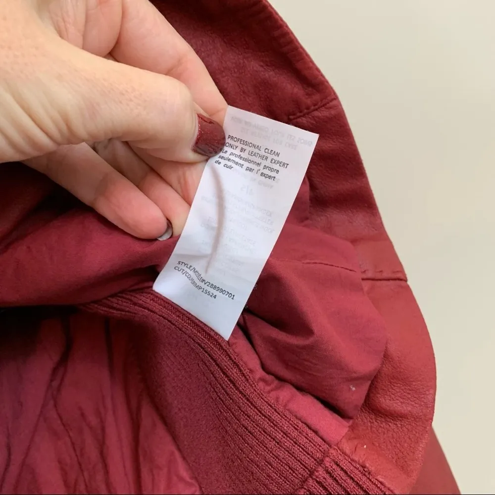 Vince Goat Leather Red Zip-Up Scuba Jacket - Image 7