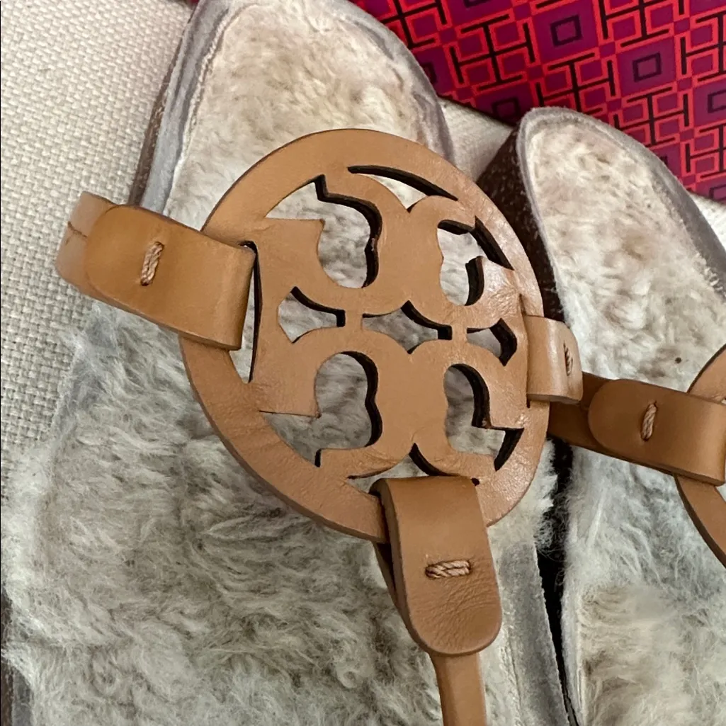 Tory Burch miller cloud Caramel Corn Shearling Sandals - Image 5