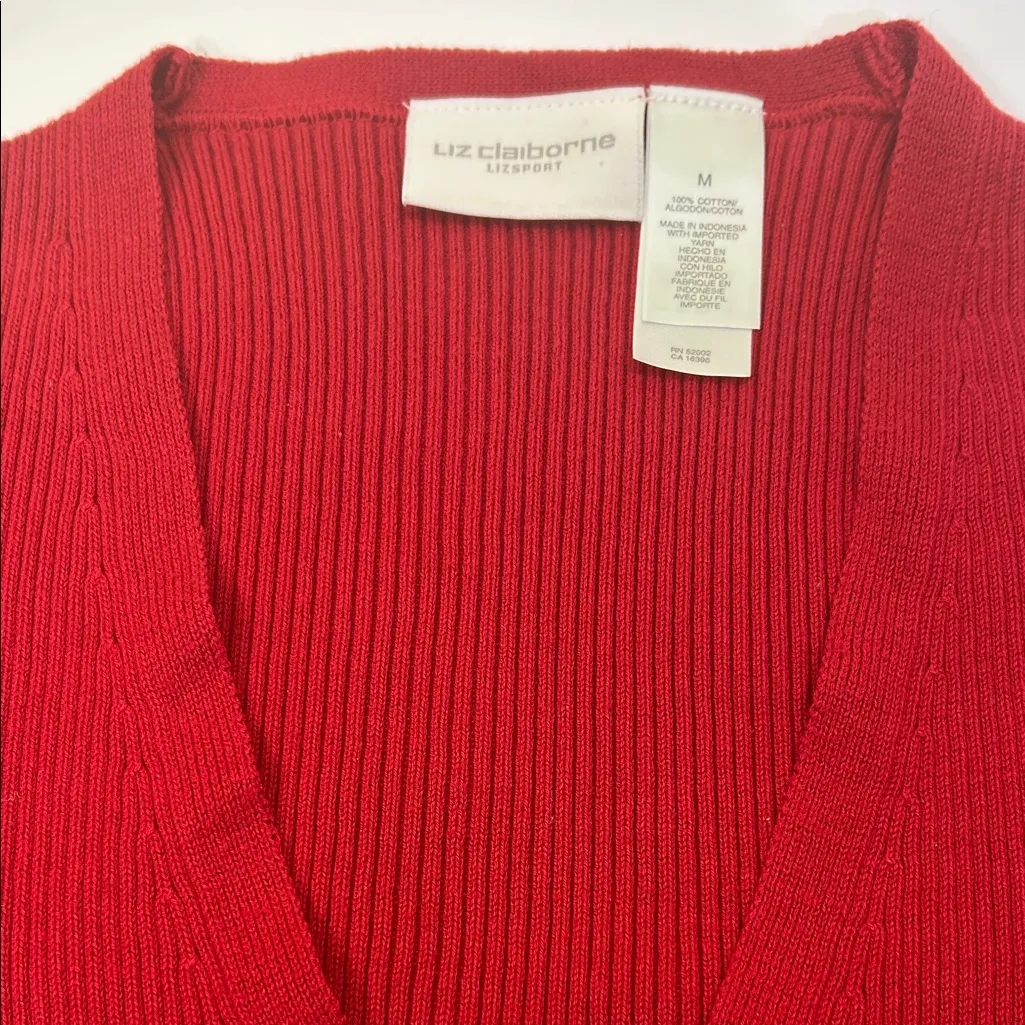 Liz Claiborne V-Neck Red Sweater - Image 15