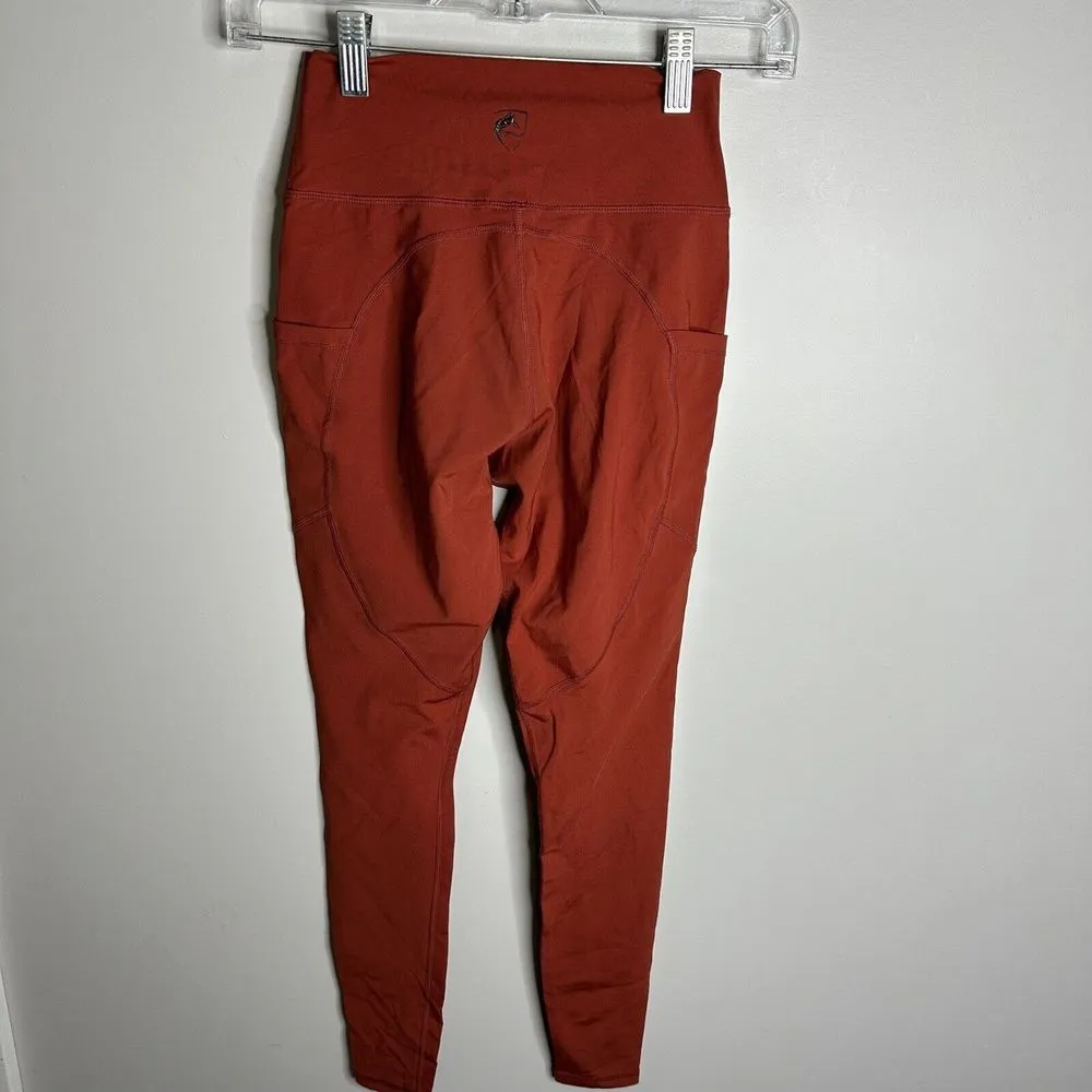 Women's Alphalete Size XS Rust Orange High‎ Waisted Leggings Pockets Full Length - Image 3