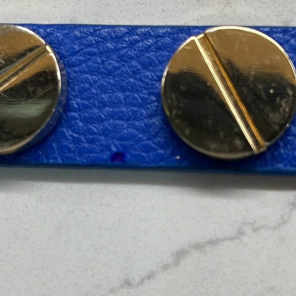 Royal Blue Faux Leather Cuff Bracelet - Image 4