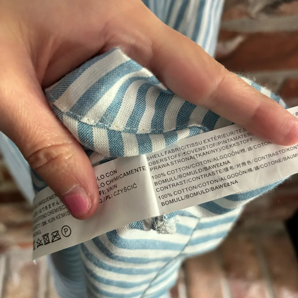 J.O.A Blue Cotton Pinstripe Midi Shirtdress, M - Image 8