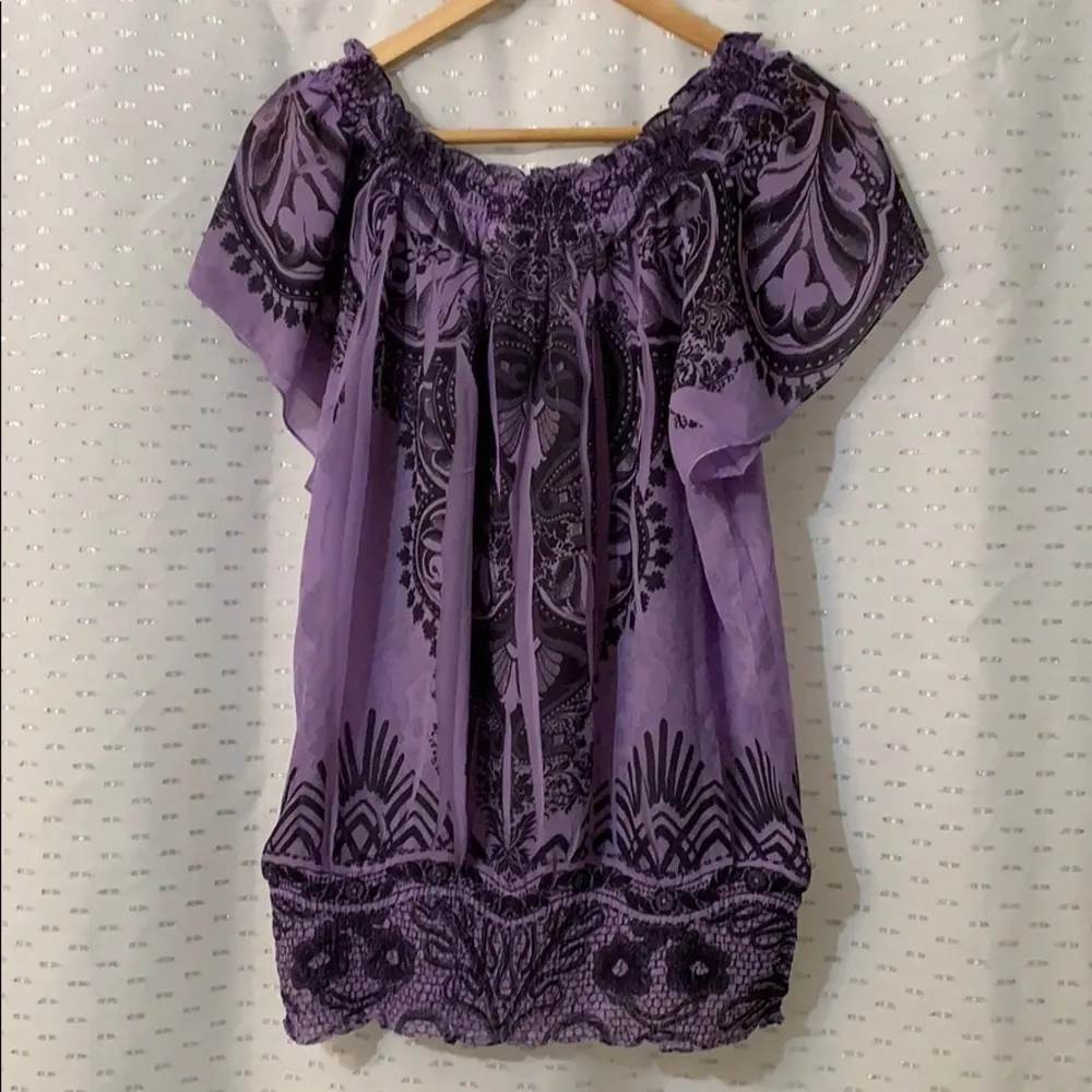 Versatile Flutter Sleeve Top Purple Size M - Image 2