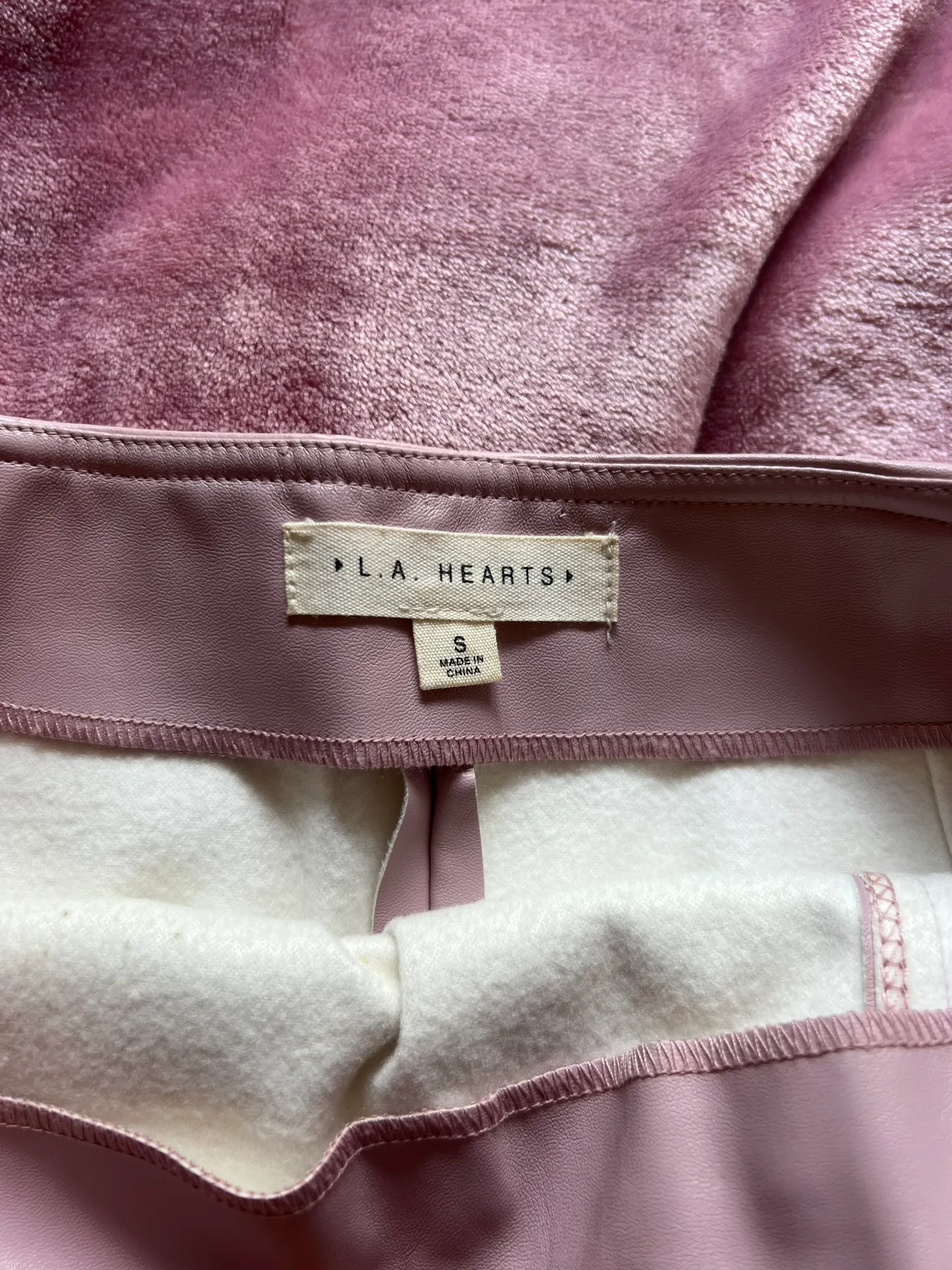 LA Hearts Pink Leather Skirt - Image 2