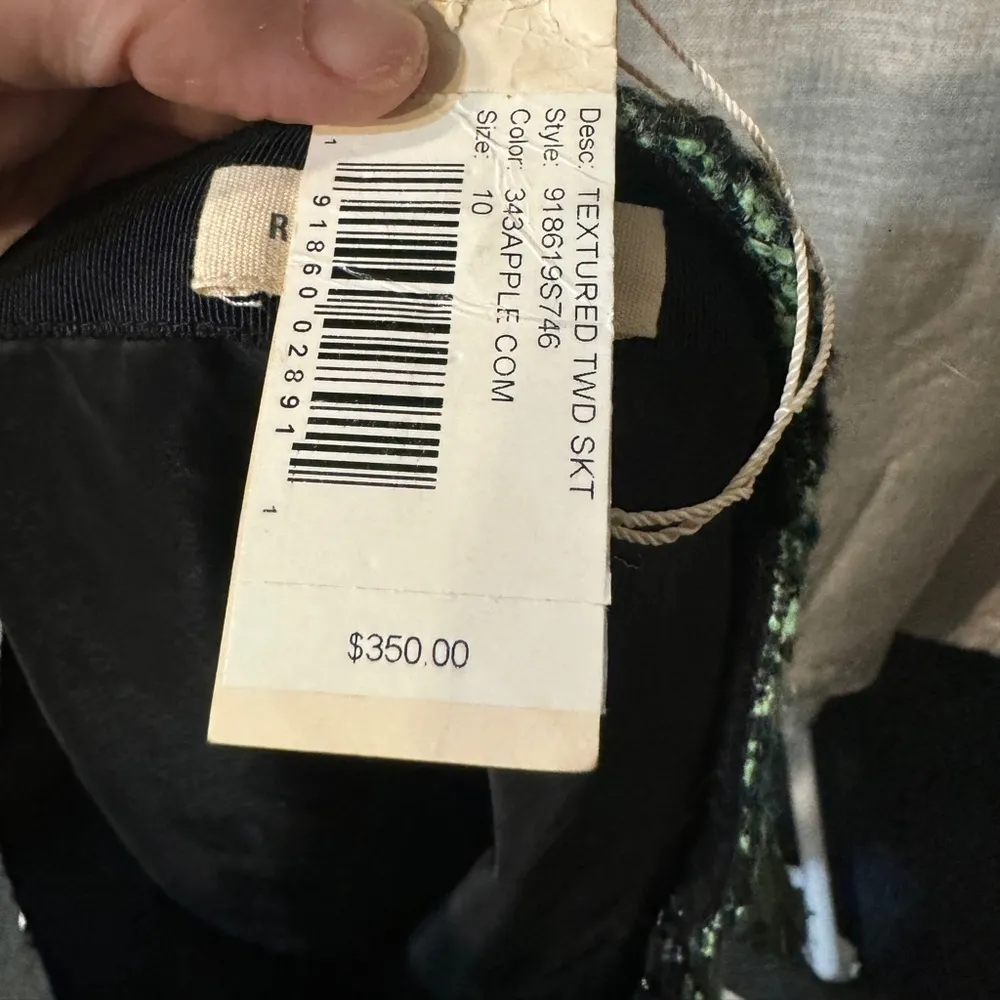 Rebecca Taylor Textured Green Tweed Mini Skirt NWT size 10 Color Apple - Image 14