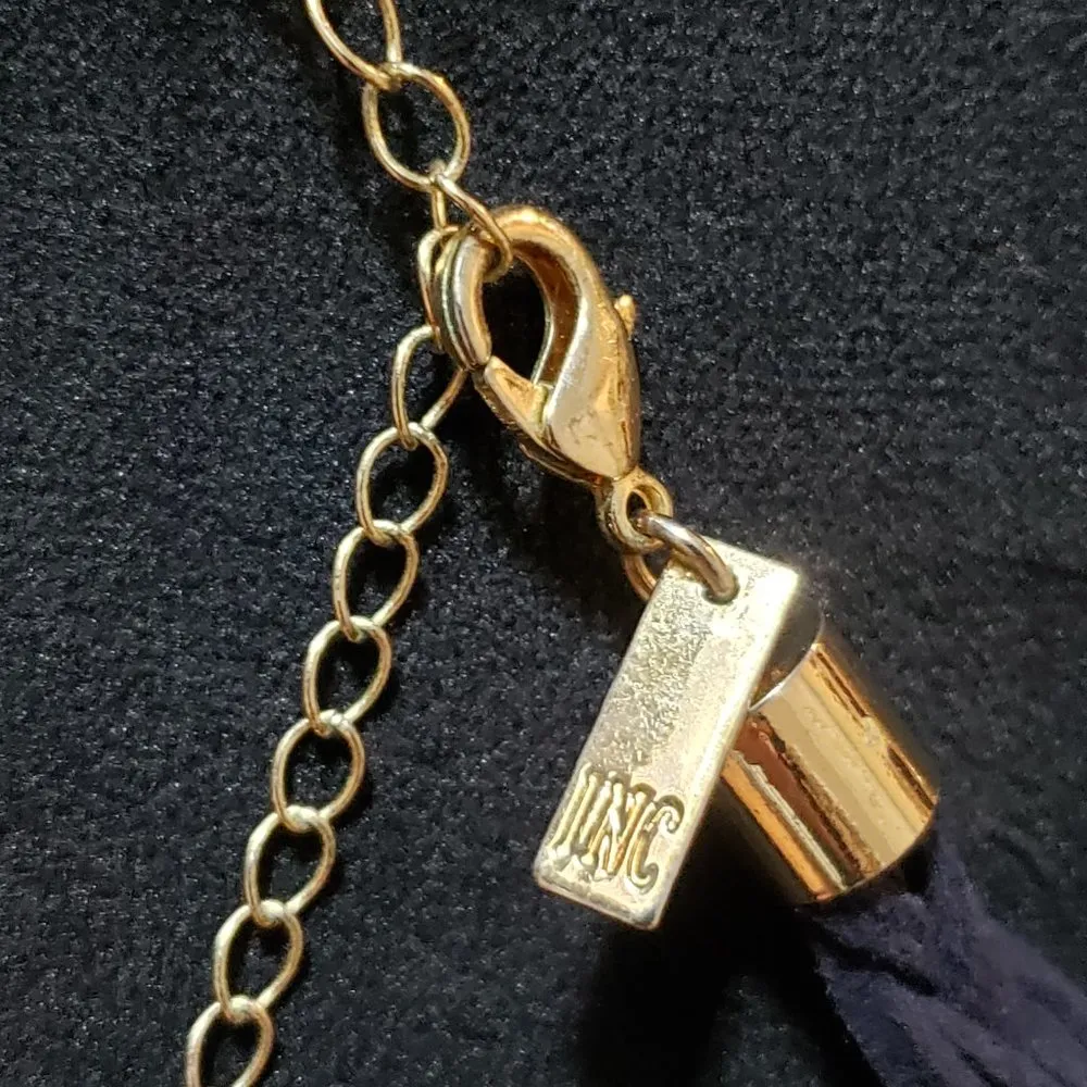 Womens Gold Tone Madewell Fringe Ring Tassel Collar Necklace with Lobster Clasp - Image 7