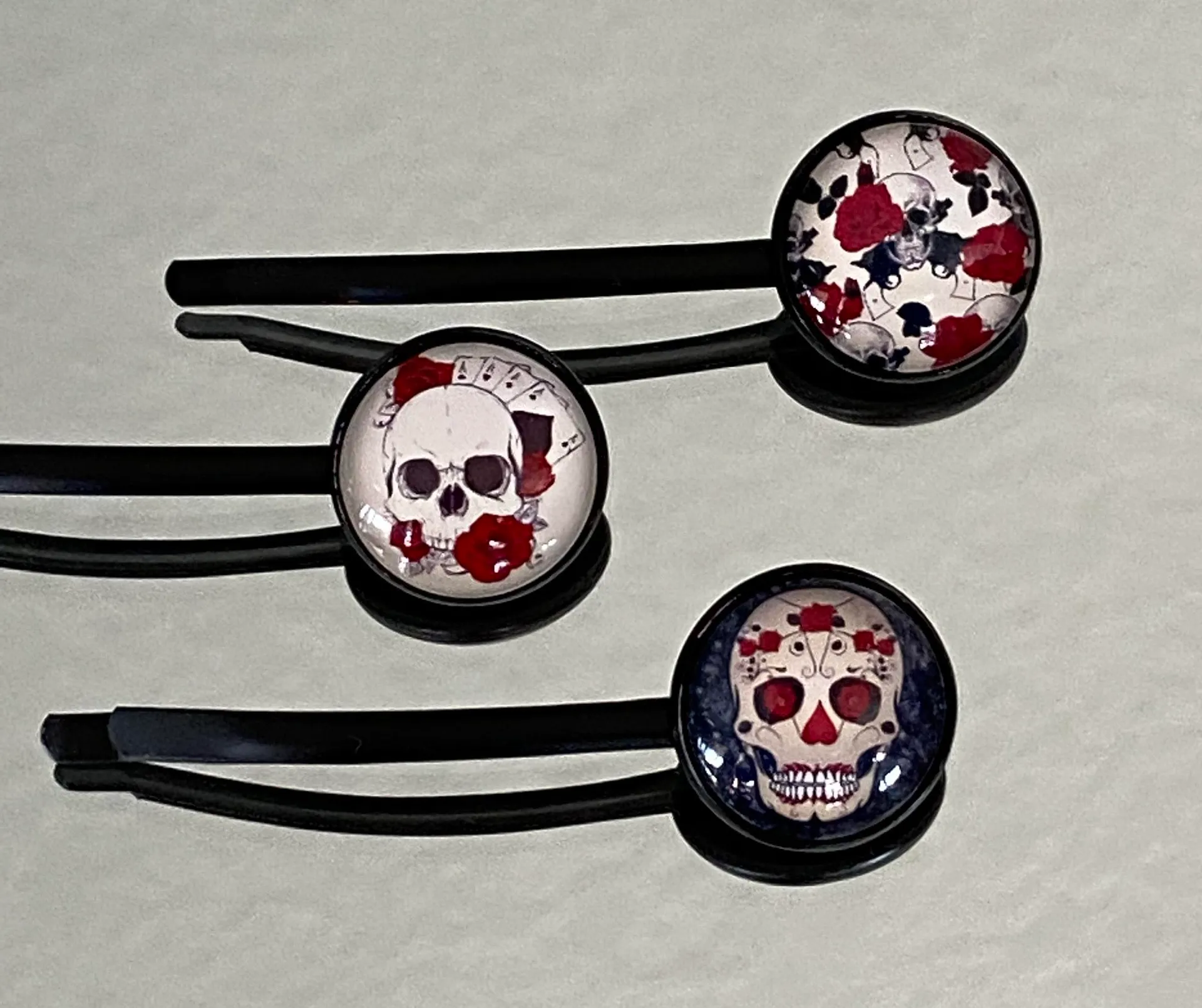 New 3 pc Skull Rose hair Clip hair pin  - Image 2