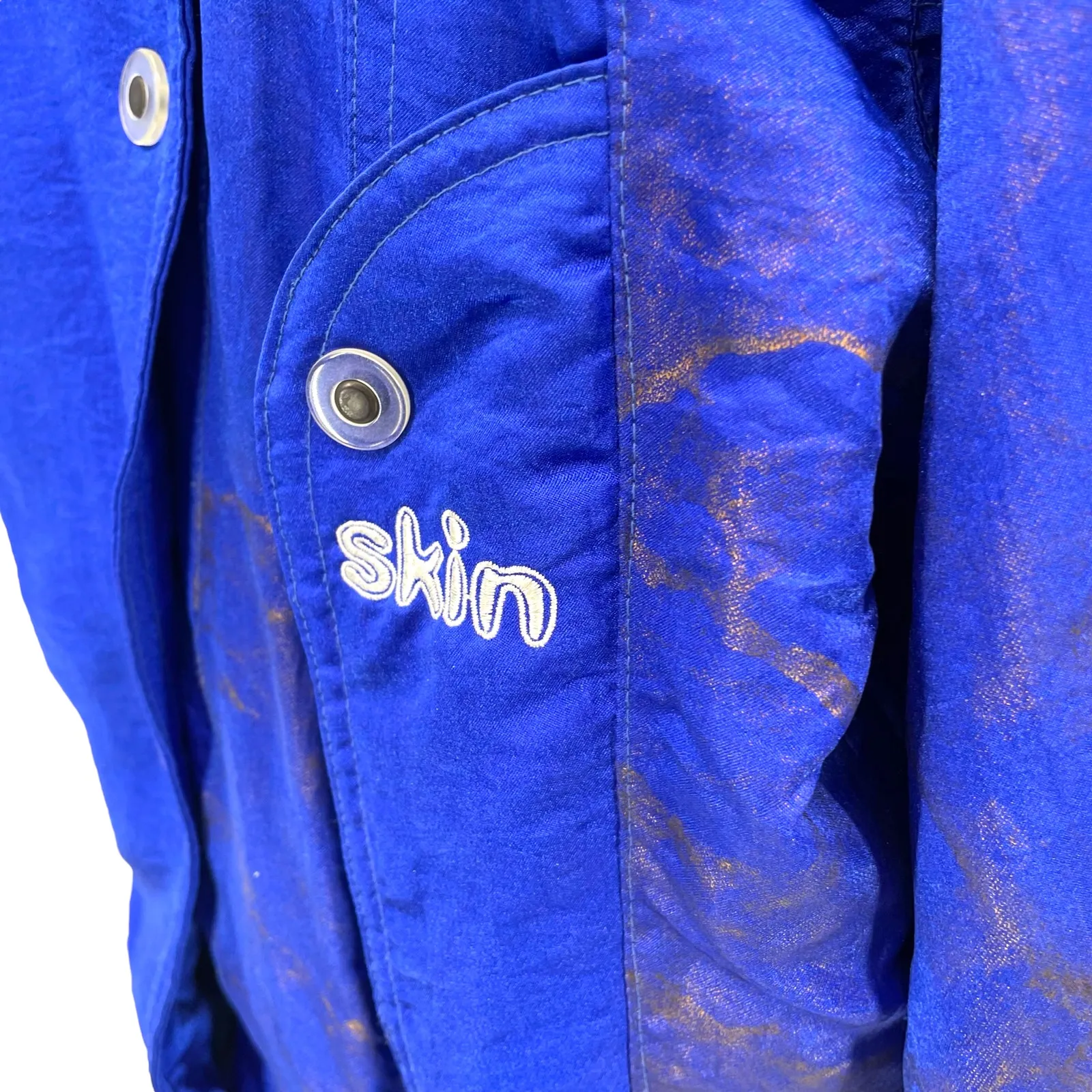 Skin Swiss Skiwear Vintage 80s Jacket Coat Cobalt Blue Rose Gold Size 36 Small - Image 7