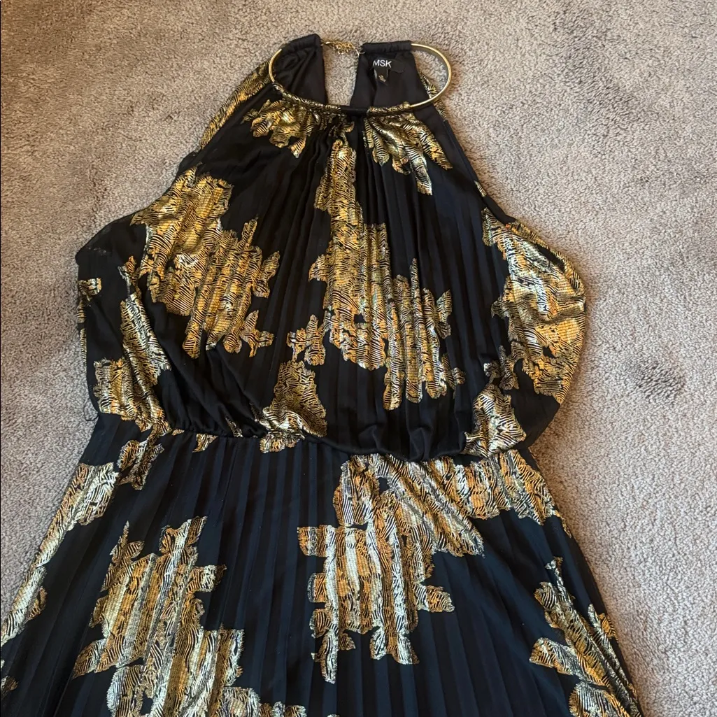 MSK Black/Gold Pleated Dress SIZE 16 Black - Image 2