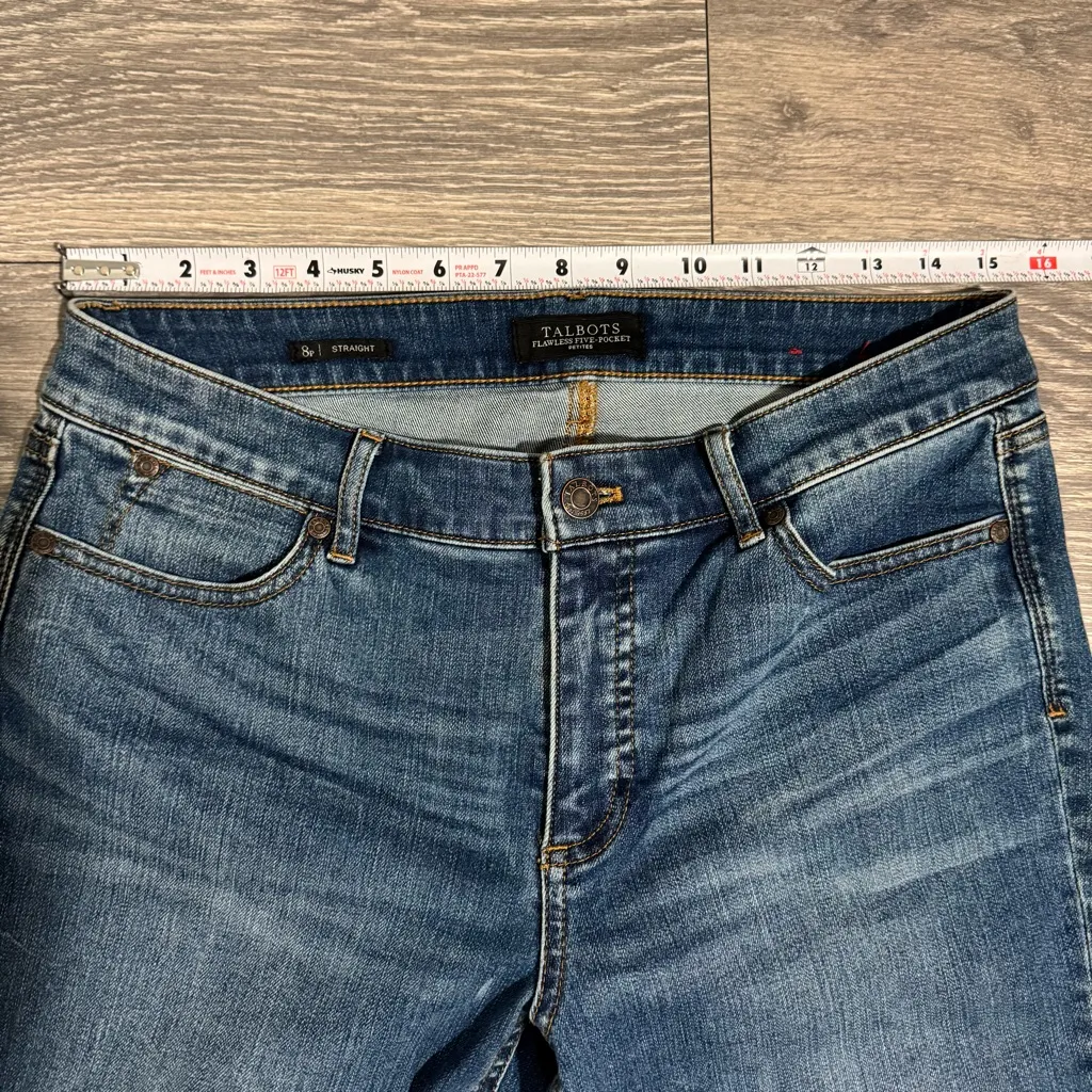Talbots Women Straight Leg Flawless Five-Pocket Blue Mid-Rise Jeans Size‎ 8P - Image 10