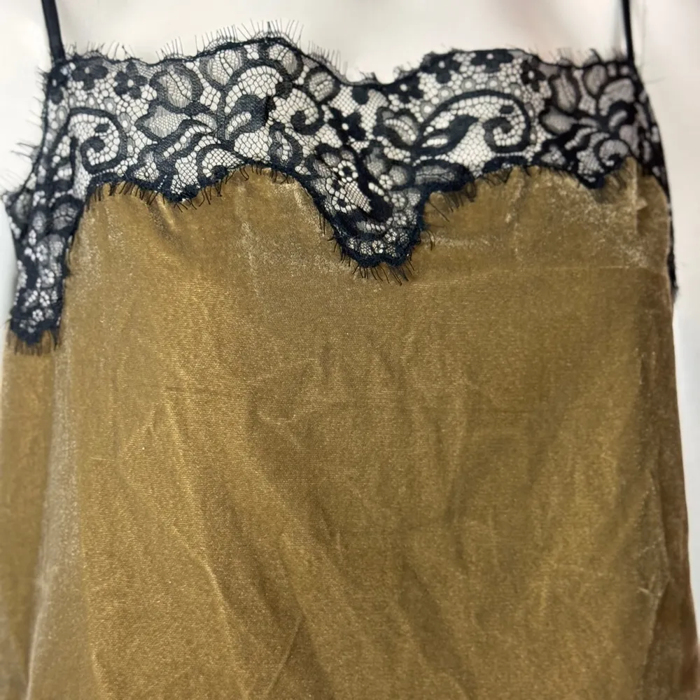 House Of Harlow Lace Trimmed Velour Spaghetti Strap Top/Skirt Olive Size ML E72 Brown Size L - Image 5