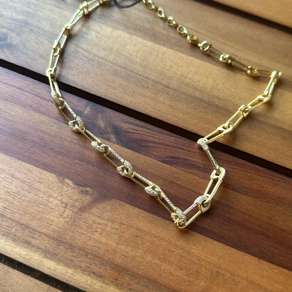 Adinas Jewels Safety Pin Necklace Gold - Image 2