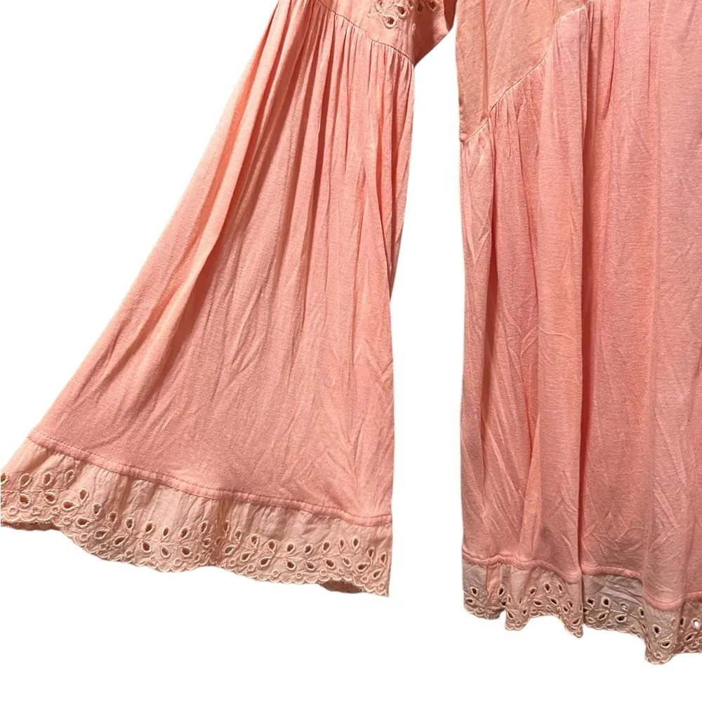 Free People Sea Of Love Eyelet Blouse Size Small Sun Blush - Image 11
