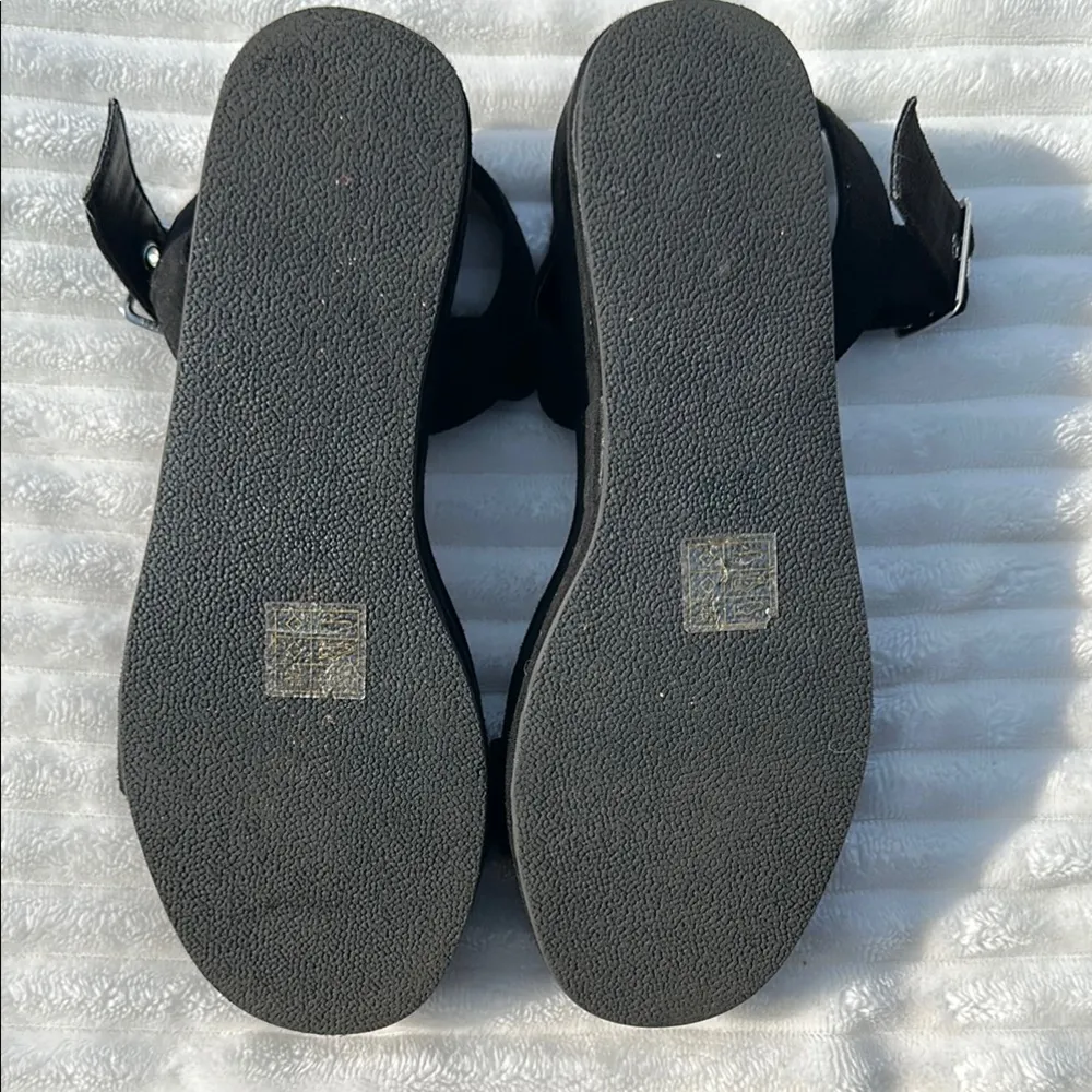 ASOS Black Suede Sandals with Wide Strap and Cushioned Sole - Image 9