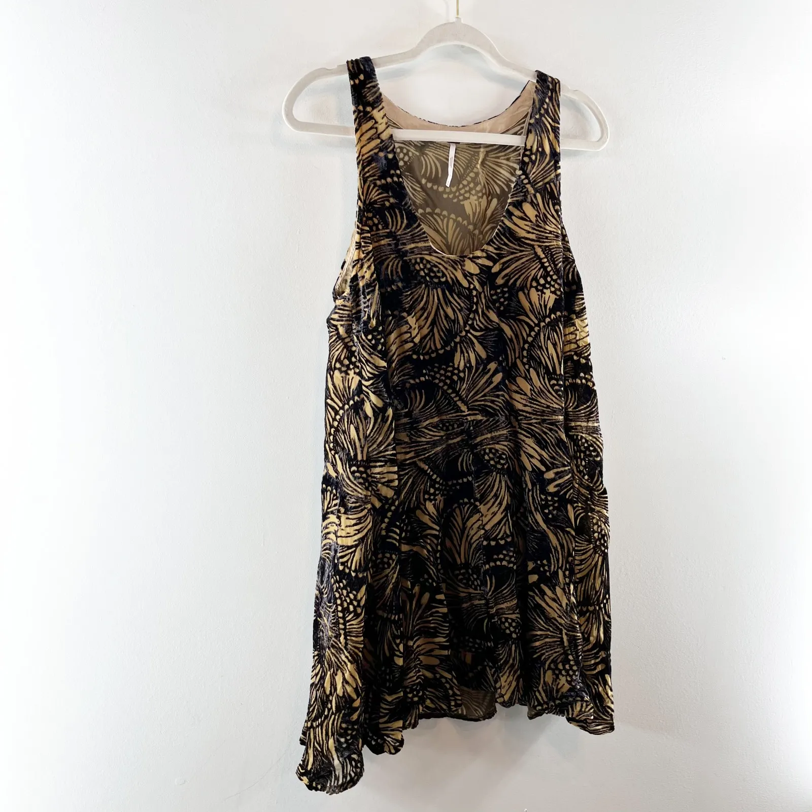 Free People Ellie Velvet Swing Ruffle Hem Mini Dress Black Medium - Image 7