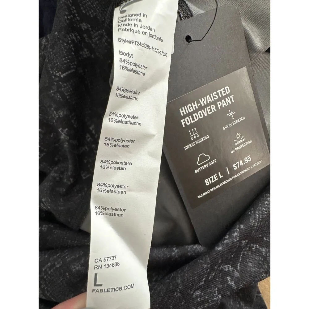 Fabletics High-Waisted Foldover Pant Snakeskin Size Large NEW with Tags - Image 2