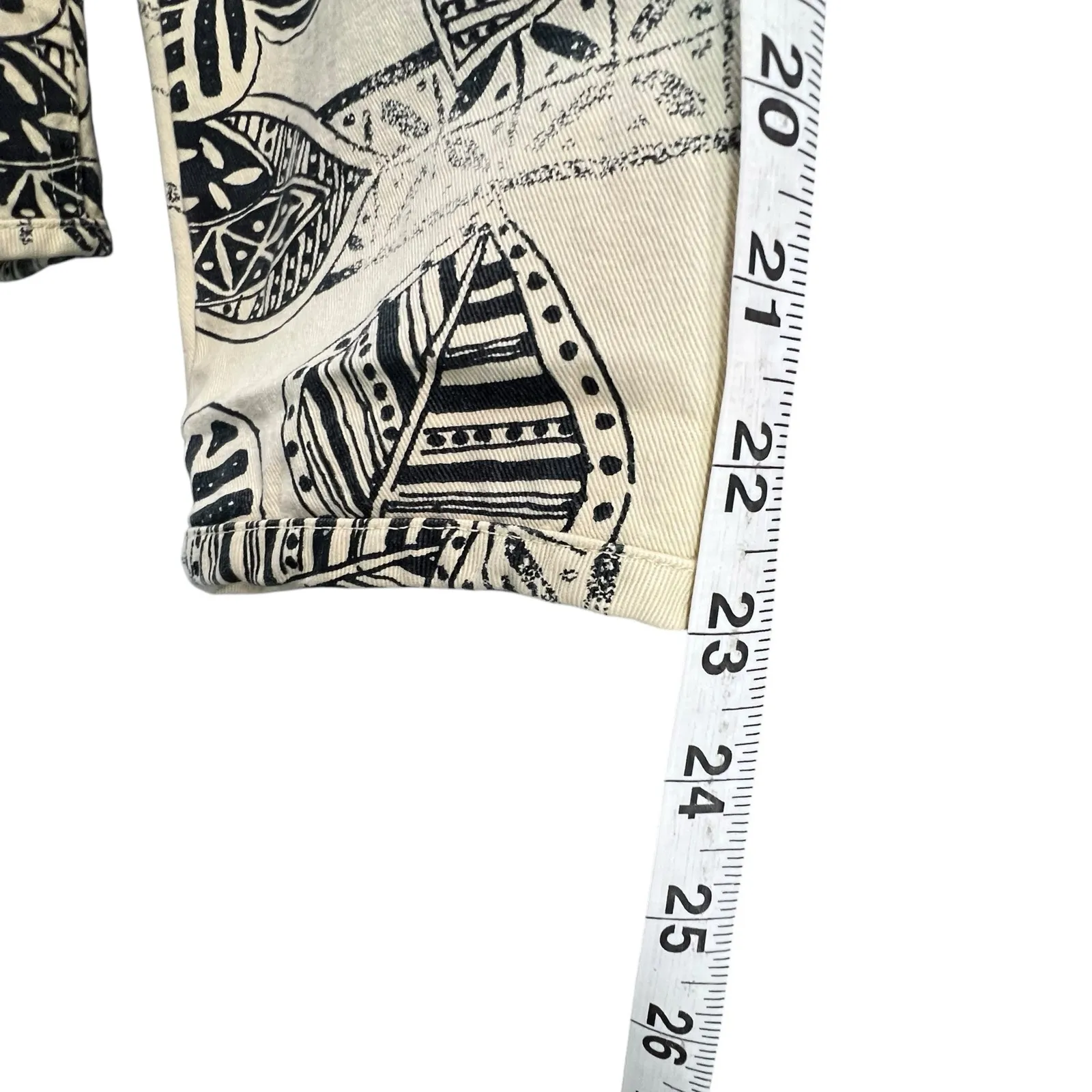 Chicos Shirt Jacket‎ Women L Cream Black Floral Cotton Boho Chic Indie Casual - Image 10