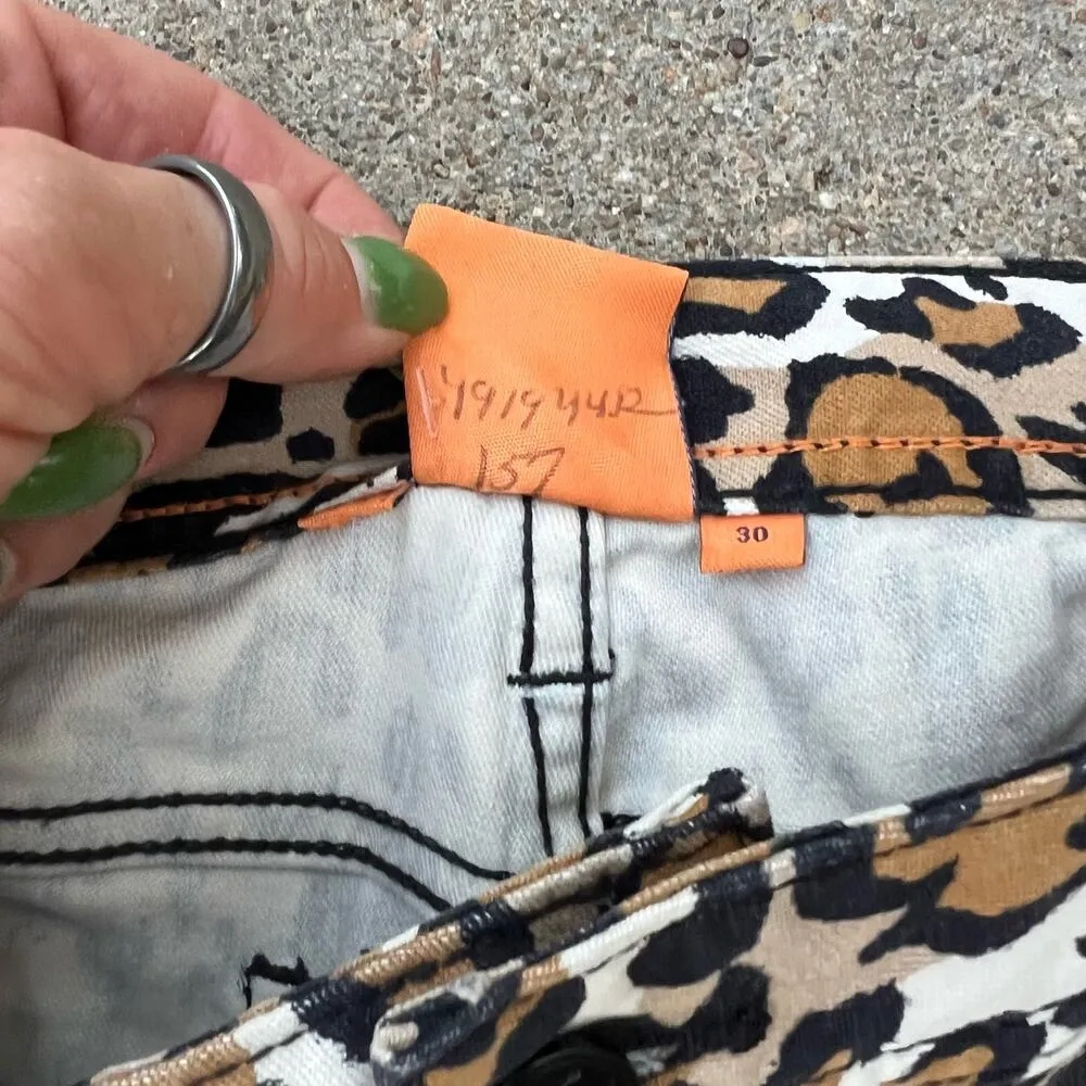 Tory Burch Leopard Cheetah Animal Print Low Rise Super Skinny Jeans Size 30 - Image 5