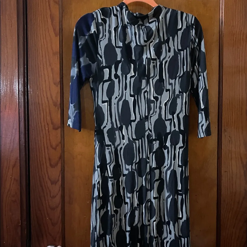 Maxmara Womens Midi Dress Black, Blue, Grey Pattern Size 42 - Image 3