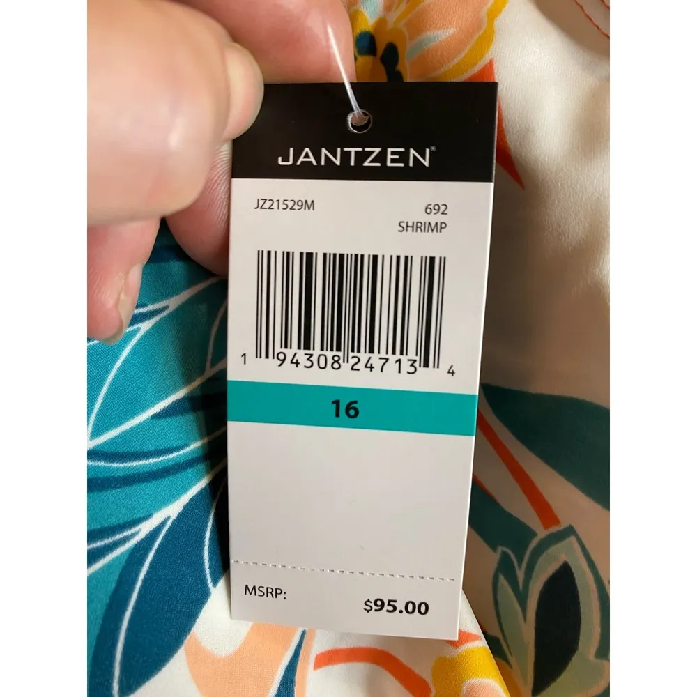NWT Jantzen One Piece Swimsuit 16 Floral Tropical Beach Palm Bathing Suit Swim - Image 4