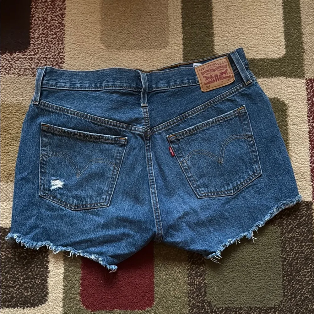 Levi's 501 Blue Distressed Women's Shorts - Image 2