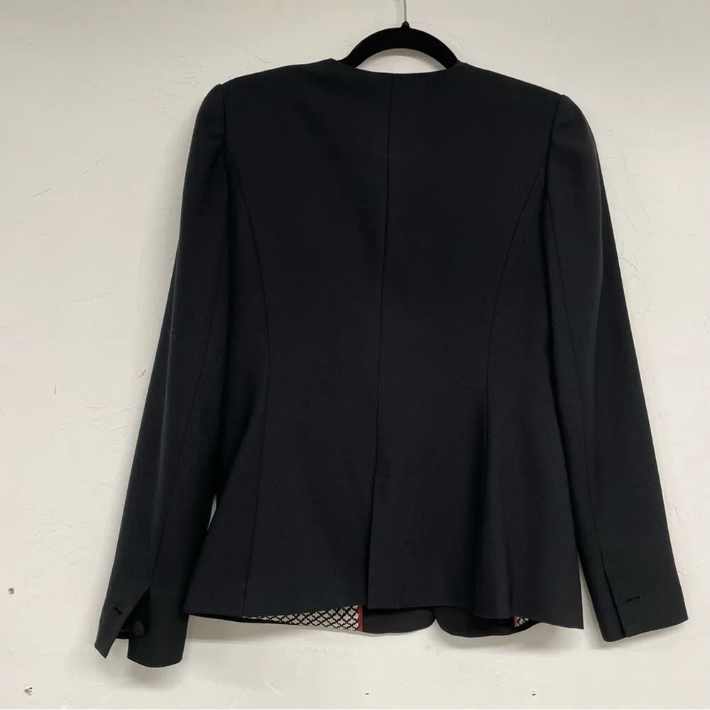 Maison Scotch Black Single Button Closure Classic Blazer Womens S Collarless - Image 7