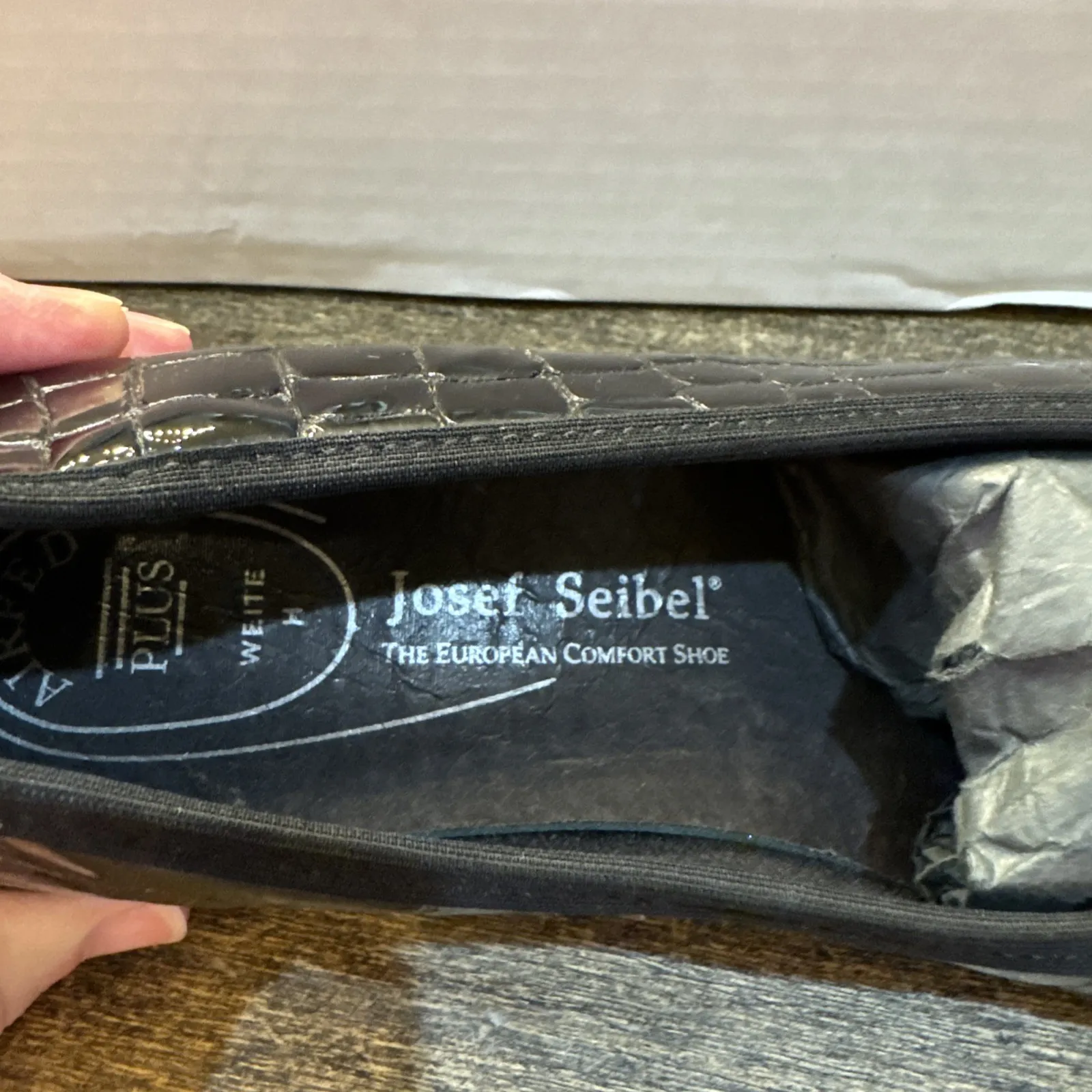 Josef Seibel AirPed Plus Patent Croc Print Wedge Comfort‎ Blk Womens sz 6 - Image 5