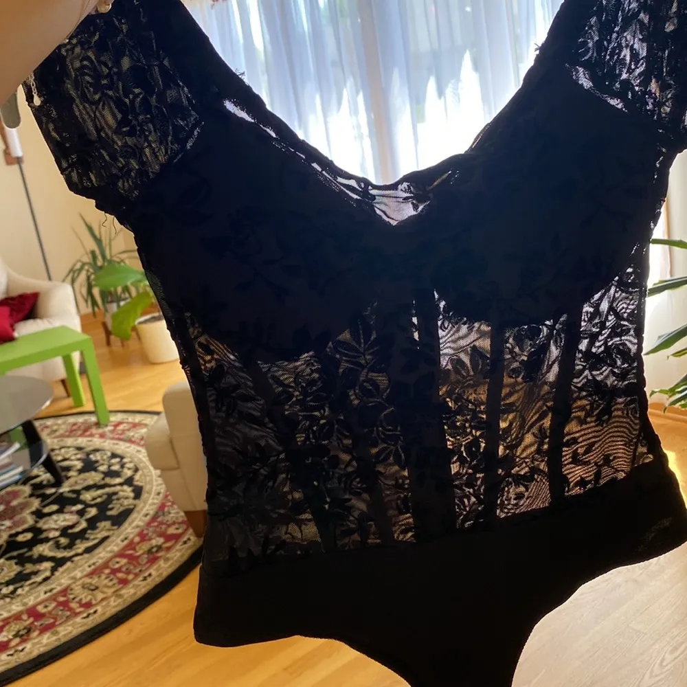Black velvet mesh corset bodysuit. Super sexy and flattering. - Image 4