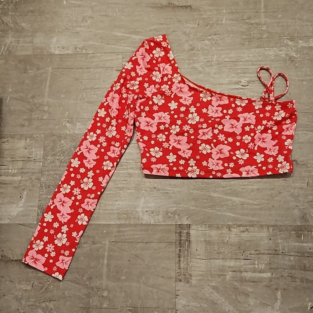 💕FRANKIES BIKINIS Keira Floral One Shoulder Bikini Top  Coconut Girl Large NWT - Image 5