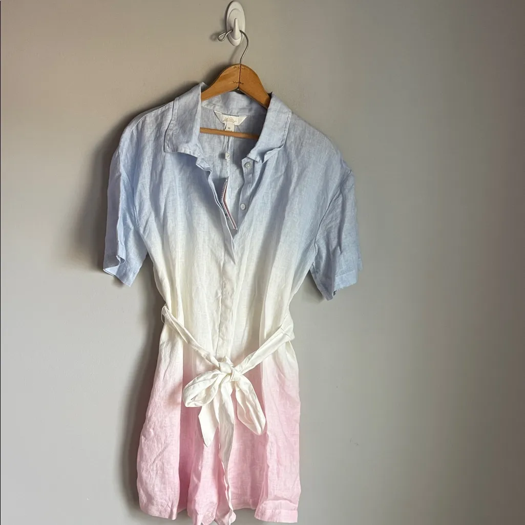 NEW Lilly Pulitzer DRESHER BUTTON DOWN ROMPER, CHAMBRAY TINT OMBRE DIP DYE 10 - Image 2
