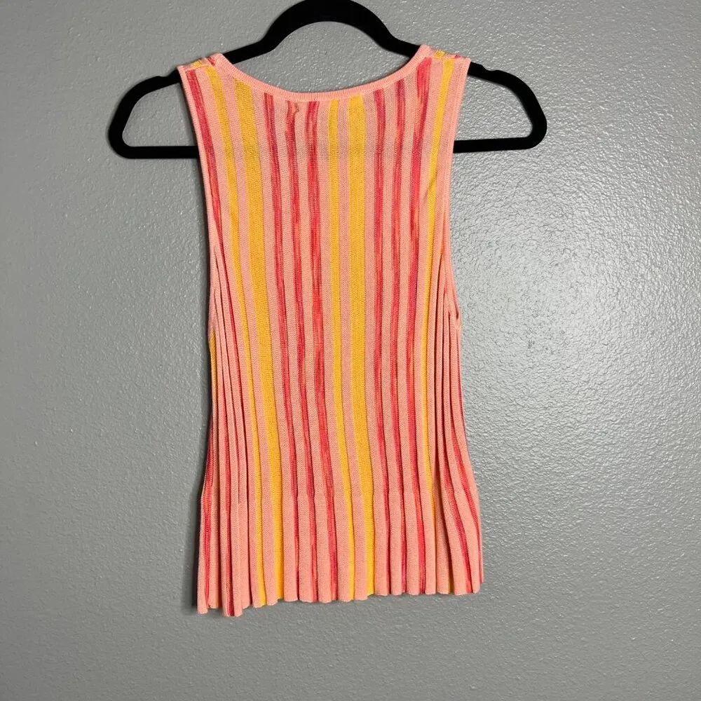 NWT One‎ Grey Day Lightweight Viscose Knit Tank Stripe Pink Yellow XS - Image 6