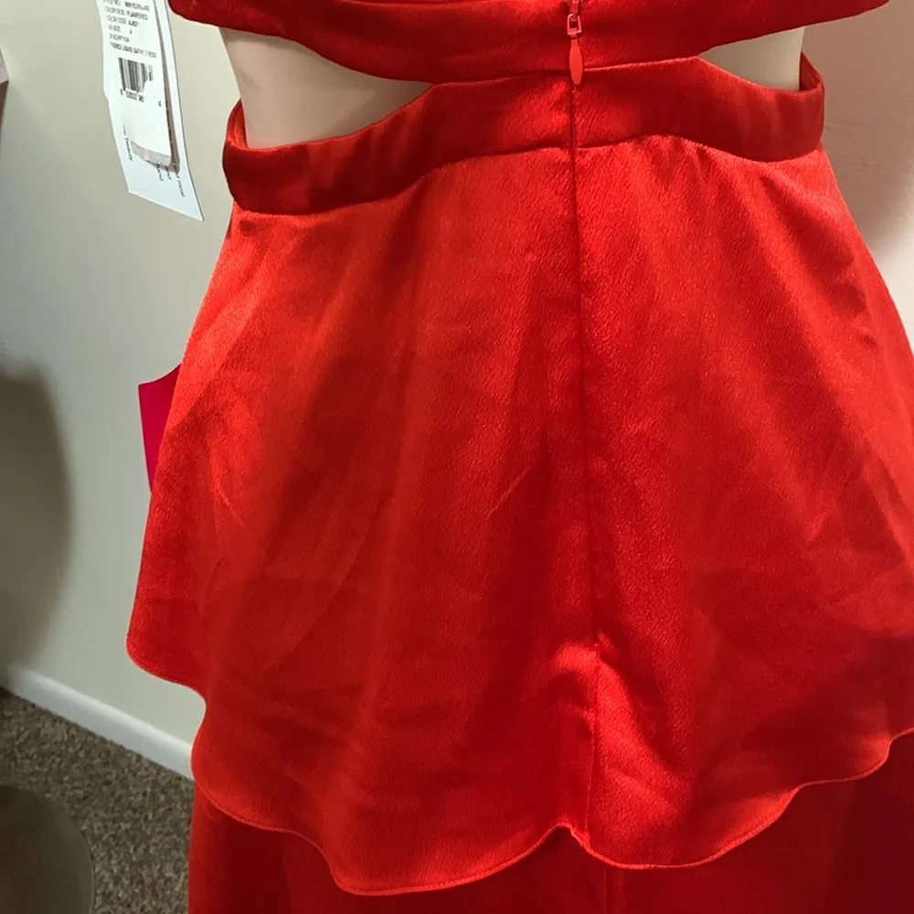 Aidan Mattox NWT formal long ruffle orangy red woman dress size 4 beautiful - Image 5