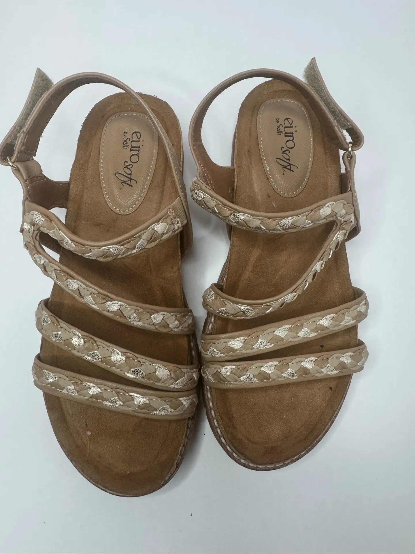 EuroSoft By Sofft 'Gydeon' Tan Braided Sandals Size 7.5M Brown - Image 2