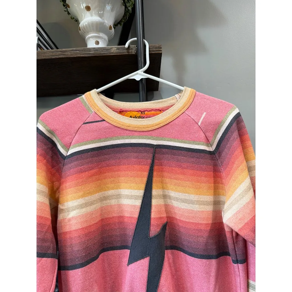 Aviator Nation Serape Bolt Stitch Sweatshirt Multi Womens Size XS - Image 8