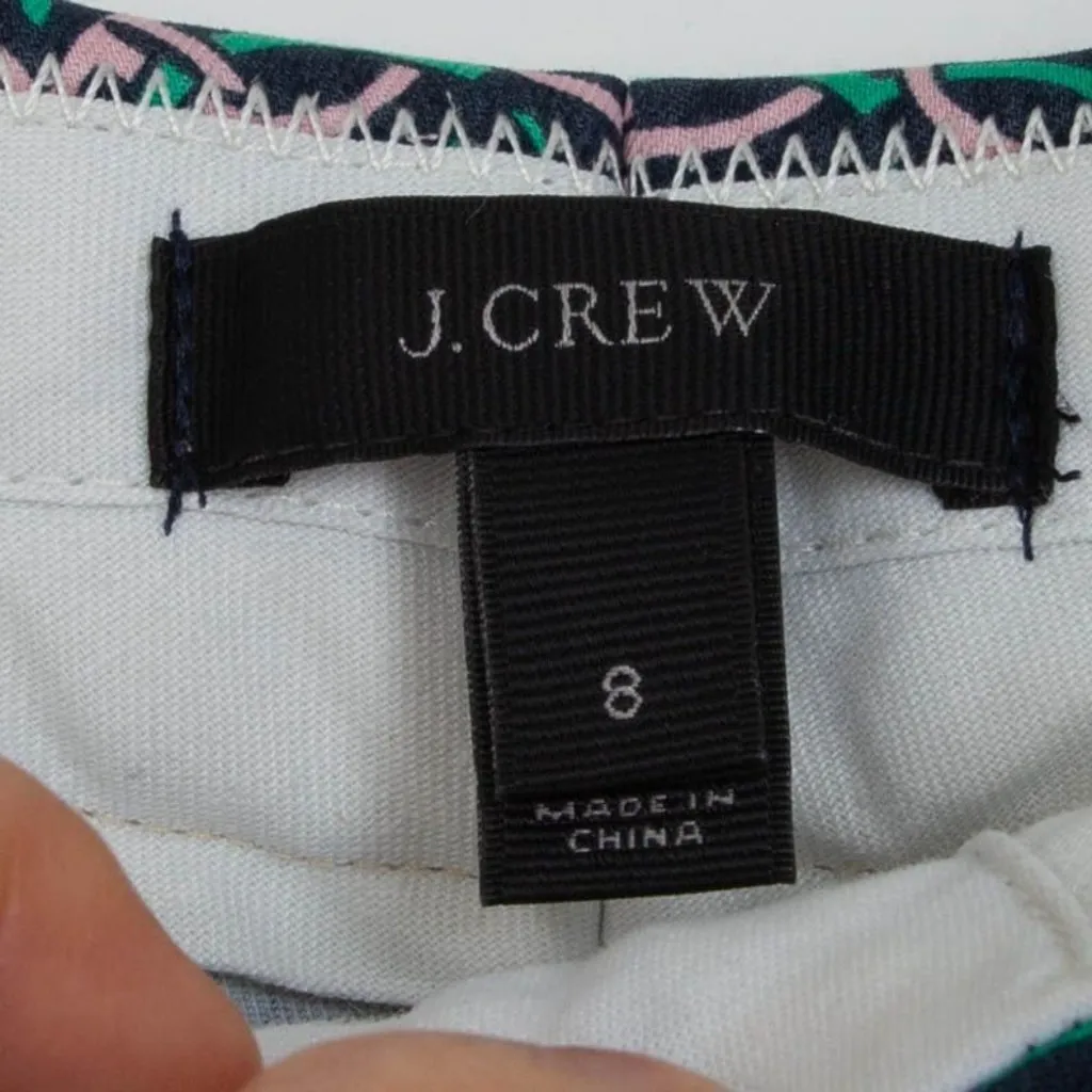 J.‎ Crew Womens Campbell Lattice Medallion Ankle Pants Size 8 Green Pink Preppy - Image 4