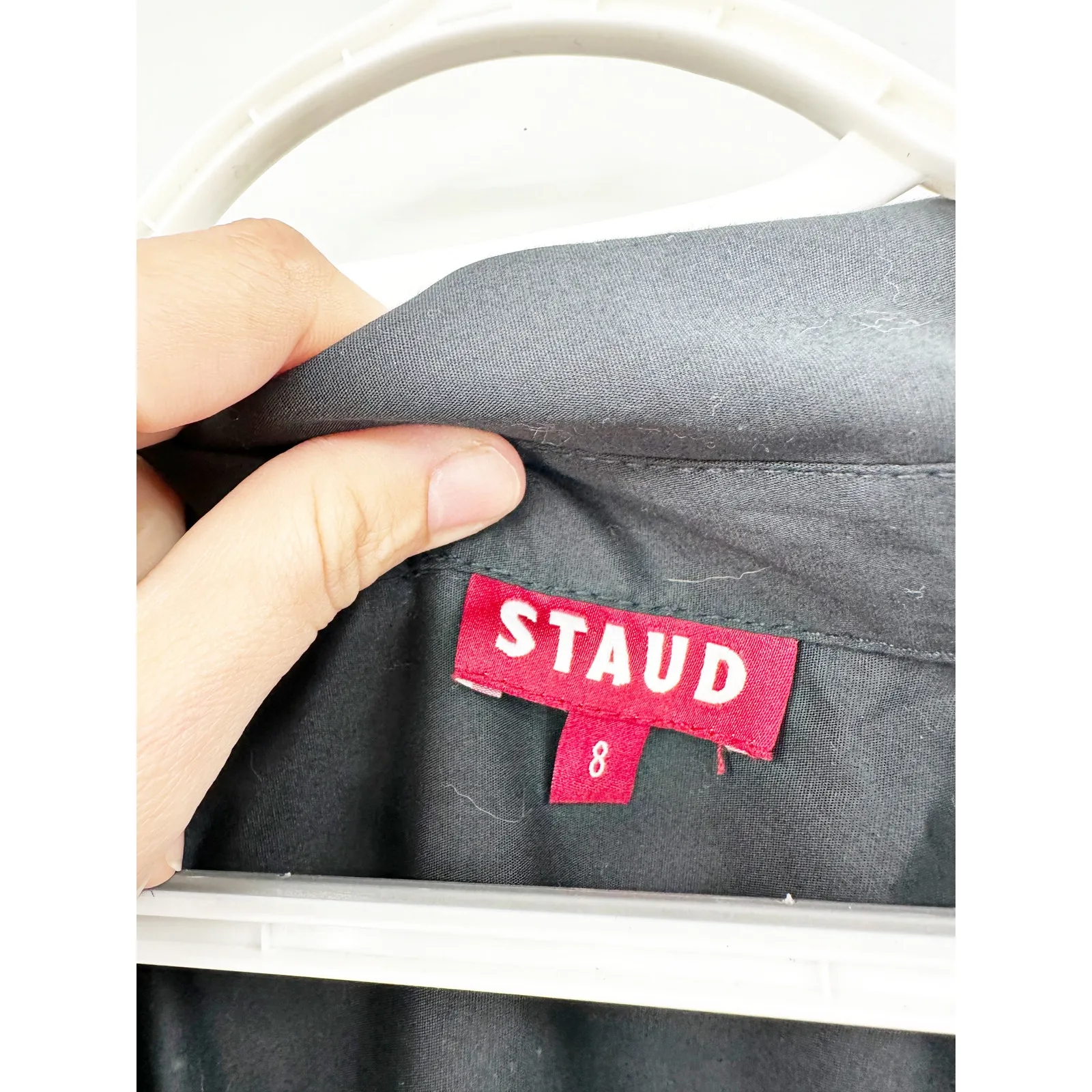 STAUD Black Clea Midi Dress Button Front Twist Size 8 - Image 5