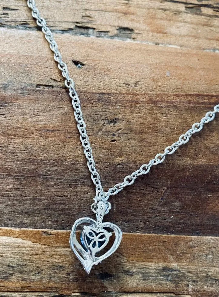 Silver Necklace With Blue Heart Pendant - Image 3