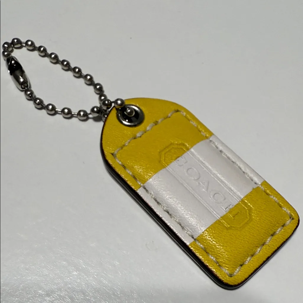 Coach Two-Tone Yellow and White Keychain - Image 2