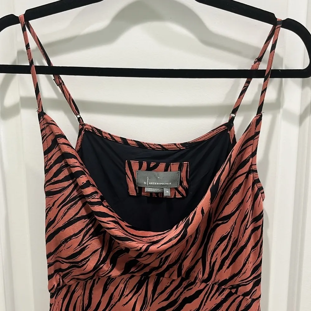 Anthropologie Elyse Animal Print Printed Bias Slip Dress Sz XS - Image 6