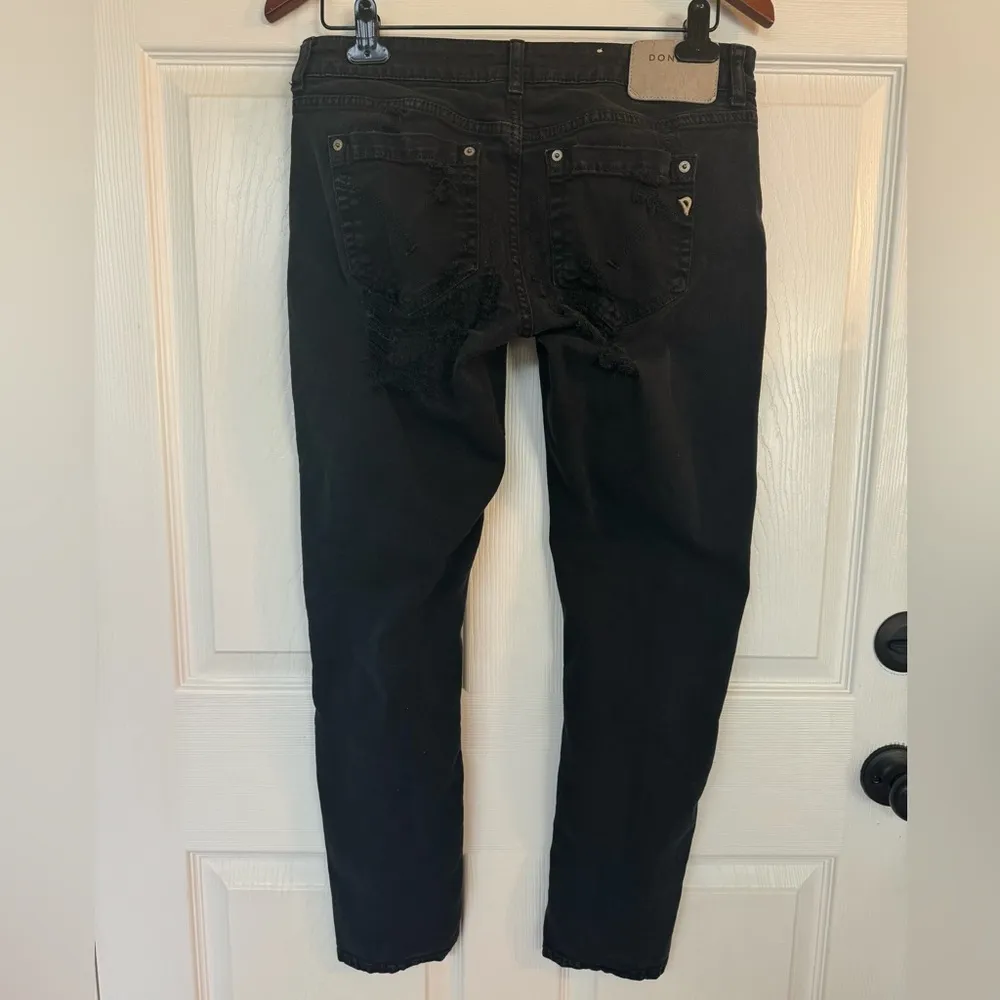 DONDUP Monroe Black Distressed Slim Fit Jeans Made in Italy – Approx. Size 8 - Image 7
